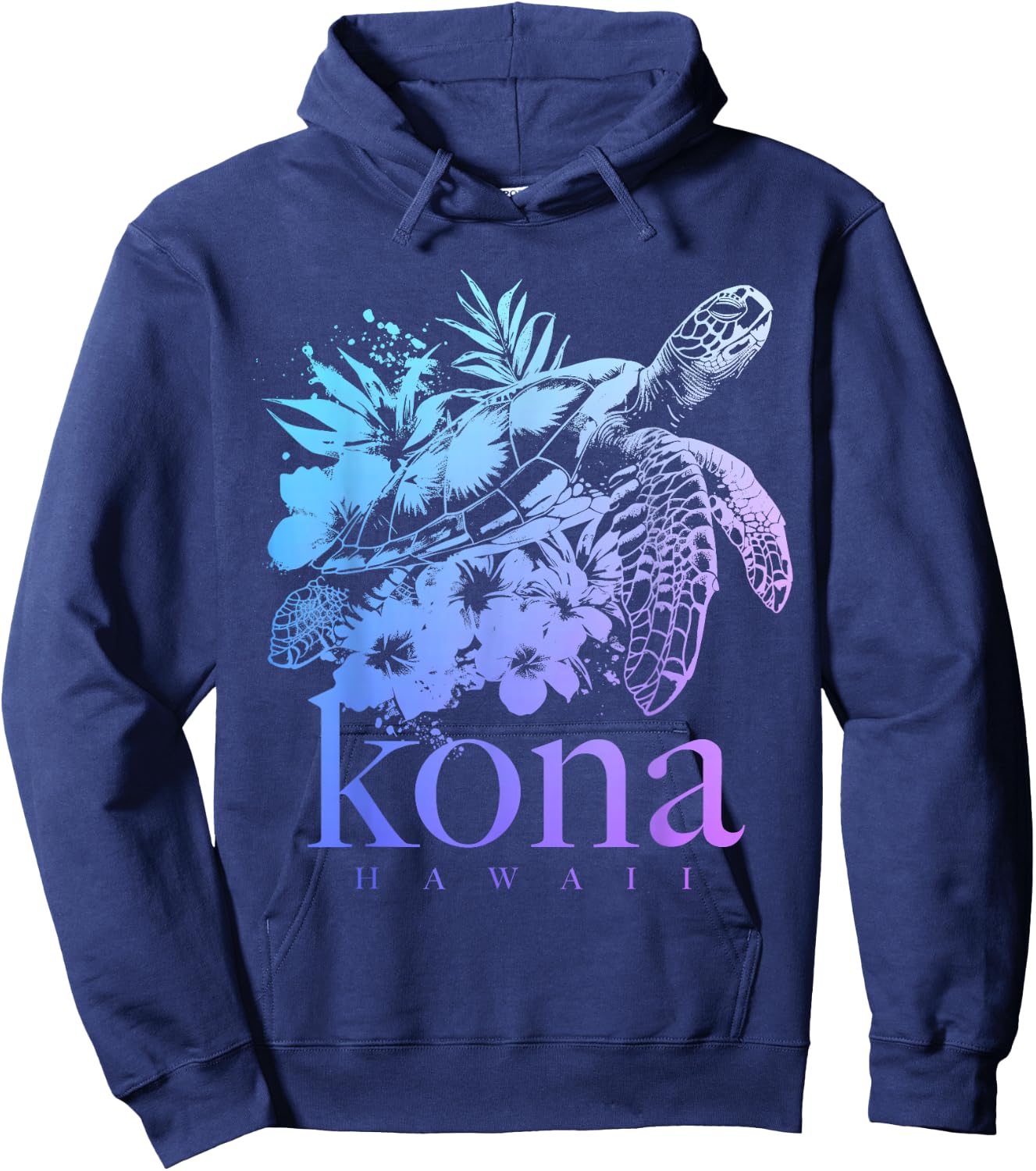 Kona Hawaii Sea Turtle Hawaiian Surfer Souvenir Hoodie - Hoodie | Navy