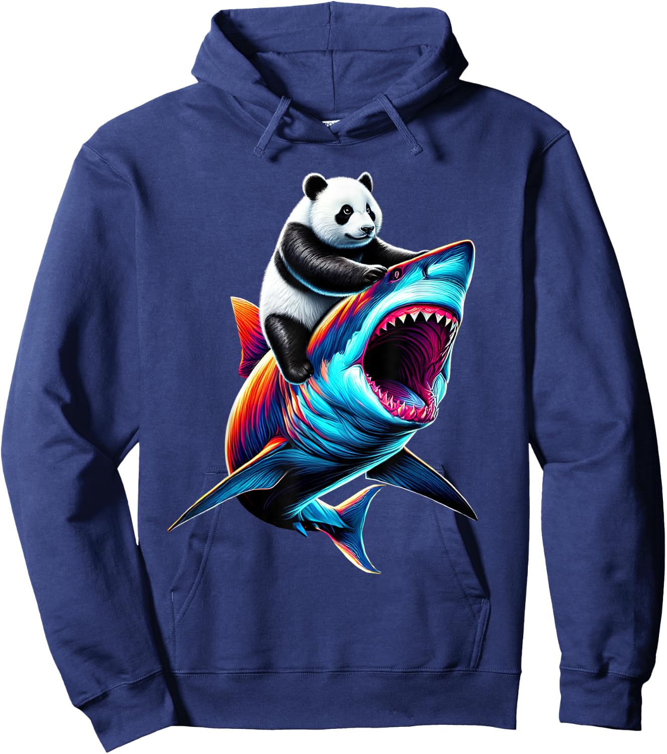 Funny Panda Riding Shark Panda Lover Hoodie - Hoodie | Navy