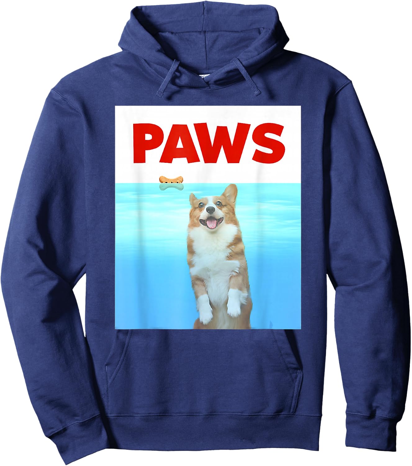 Paws Dog Parody 80s Corgi Shark Funny Dog Gift Hoodie - Hoodie | Navy