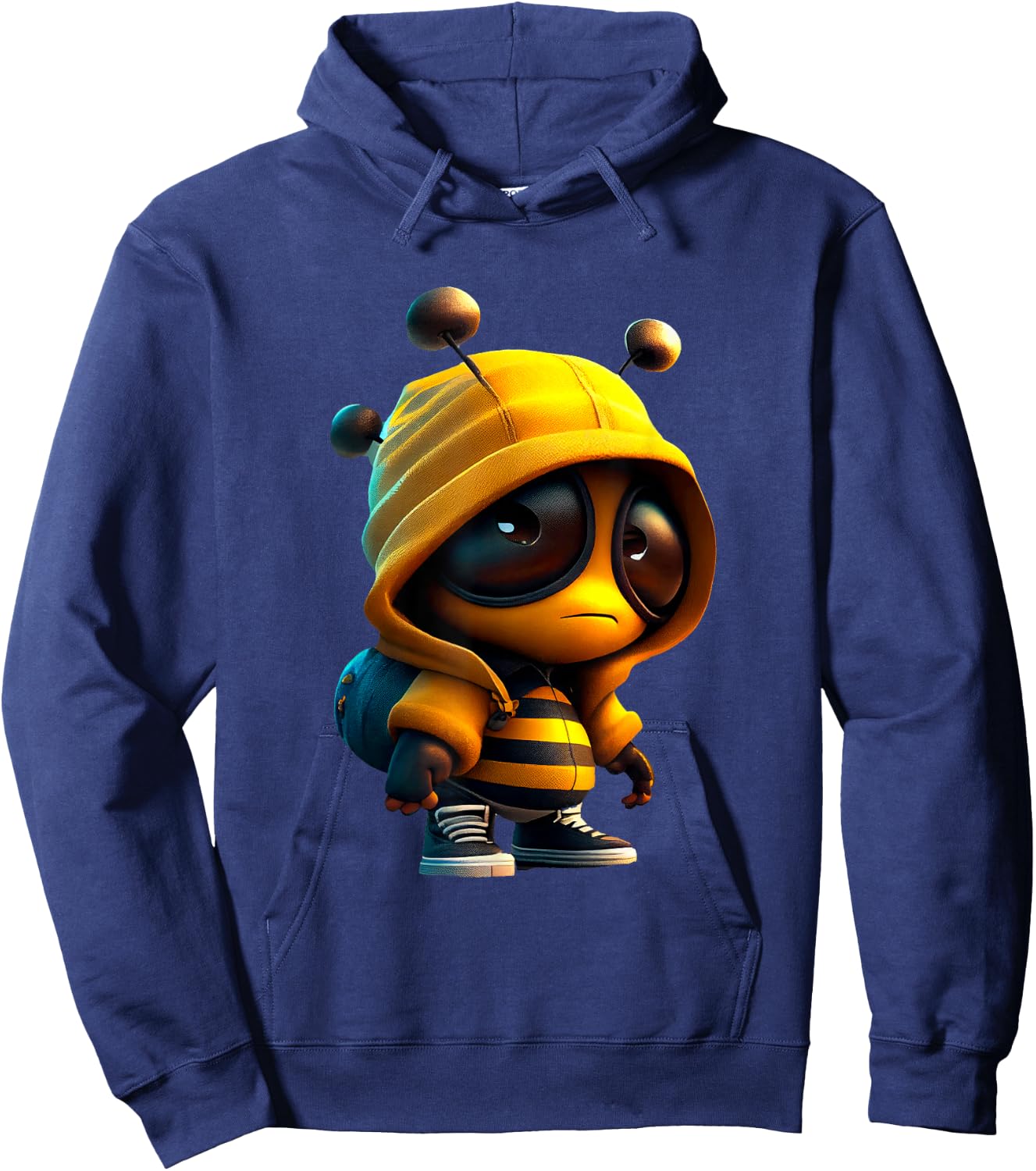 Adorable Bumblebee Character In Hoodie - Hoodie | Navy