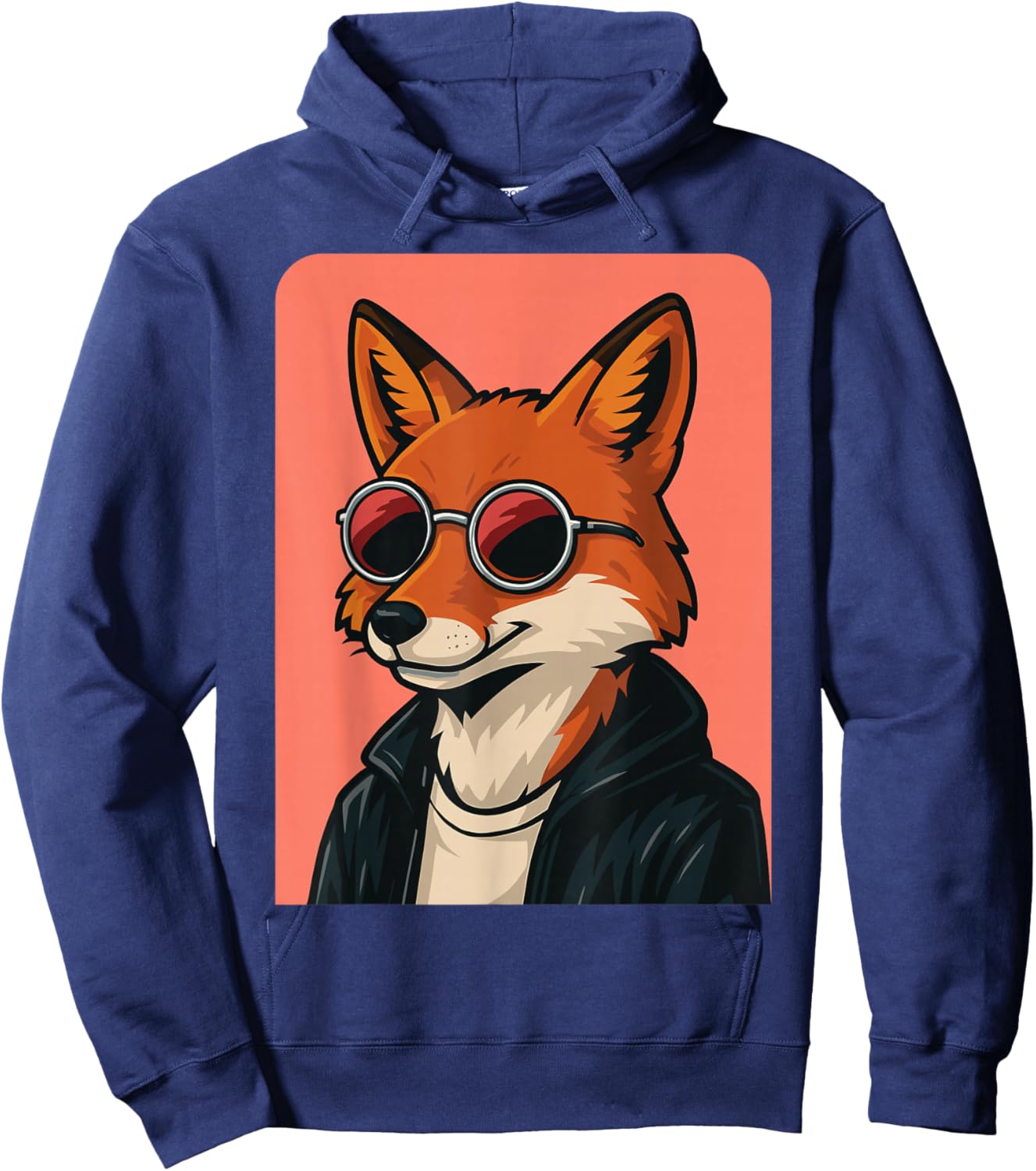 Fox Wearing Sunglasses Men Women Graphic Fox Hoodie - Hoodie | Navy