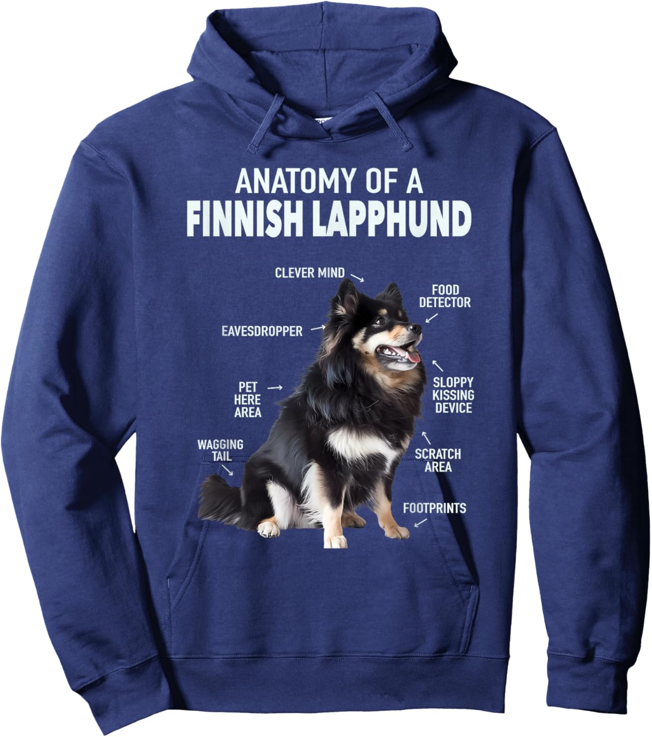 Anatomy Of A Finnish Lapphund Hoodie - Hoodie | Navy