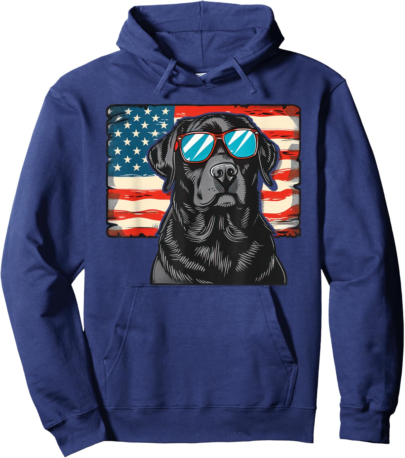 Labrador Retriever USA America Flag 4th of July Hoodie - Hoodie | Navy