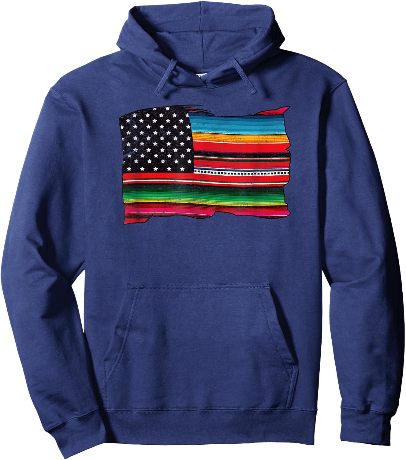 Mexican American Chicano Sarape Flag Hoodie - Hoodie | Navy