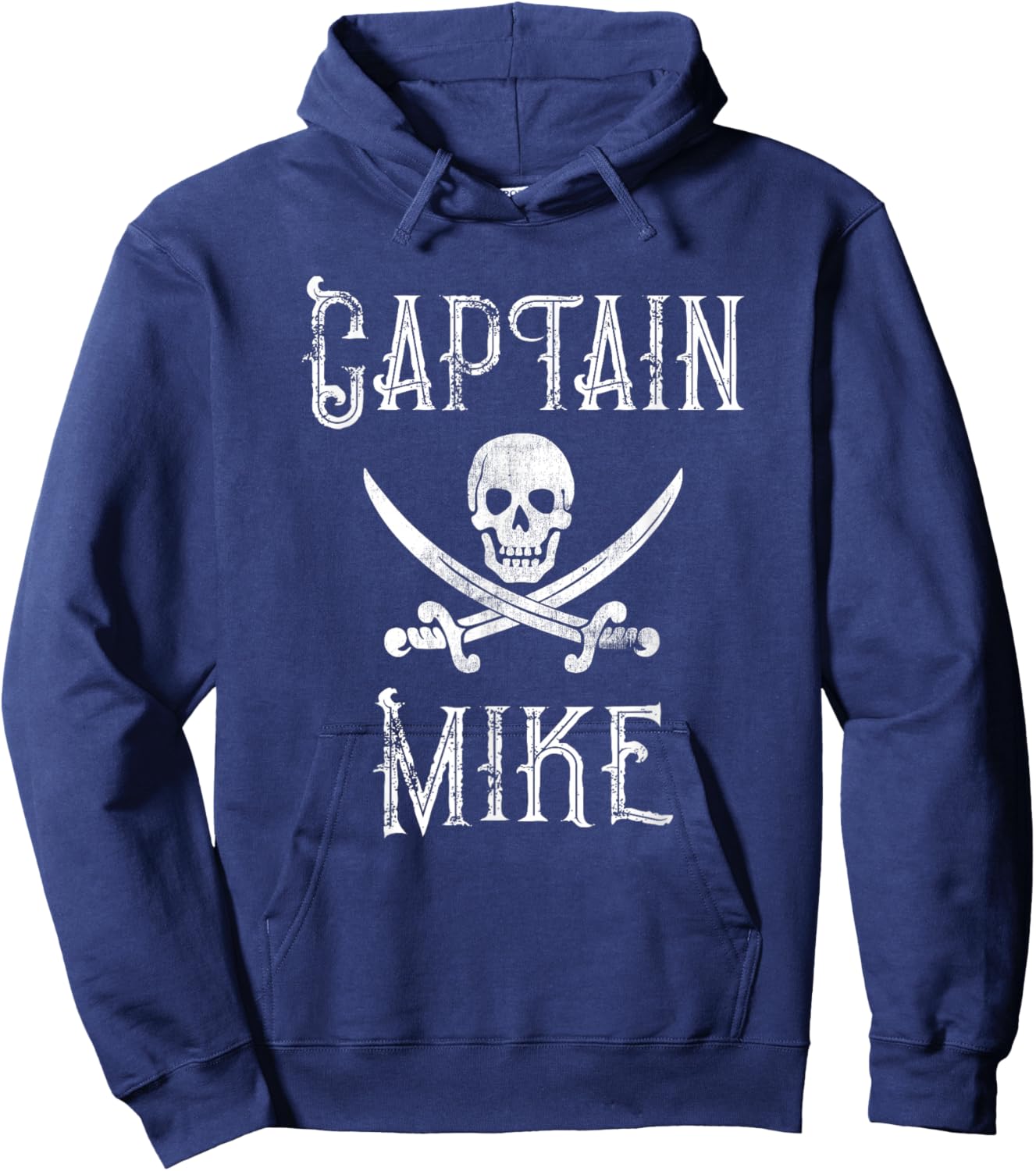 Captain Mike Retro Pirate Boat Personalised Hoodie - Hoodie | Navy