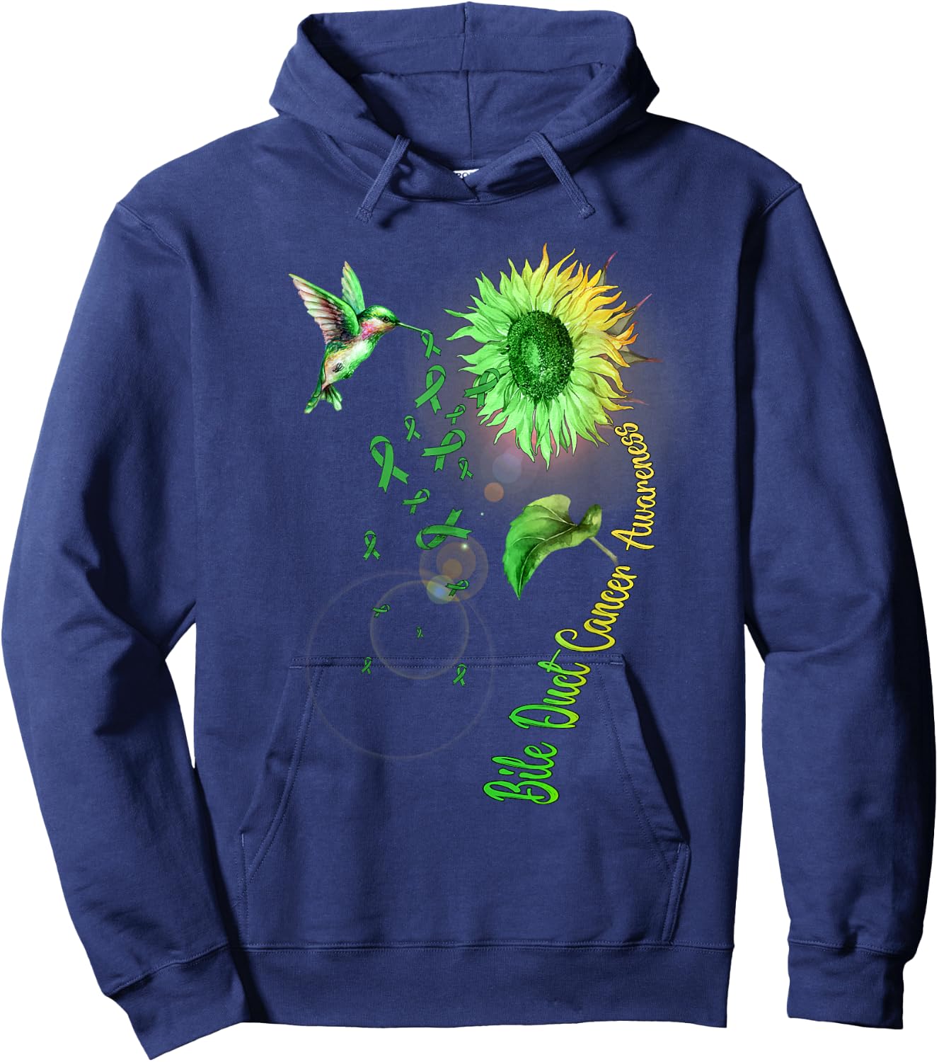 Bile Duct Cancer Sunflower Hummingbird Hoodie - Hoodie | Navy
