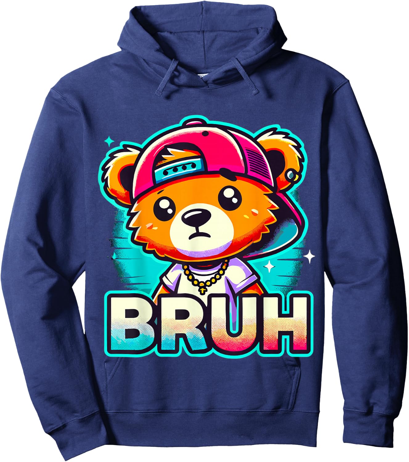 Hip Hop Teddy Bear Bruh Hoodie - Hoodie | Navy