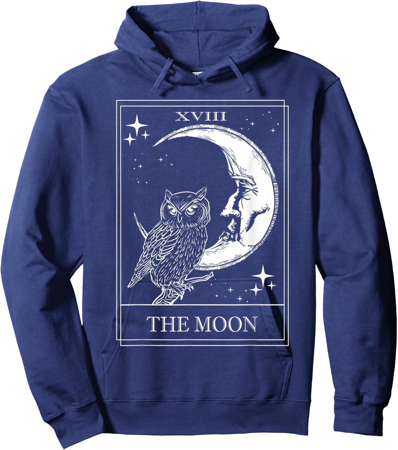 Goth Tarot Card crescent moon XVIII 18 with Owl Hoodie - Hoodie | Navy