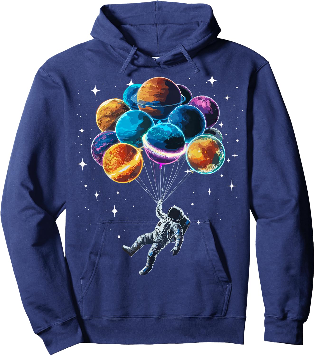 Space Astronaut Holding Planet Balloons Space Hoodie - Hoodie | Navy