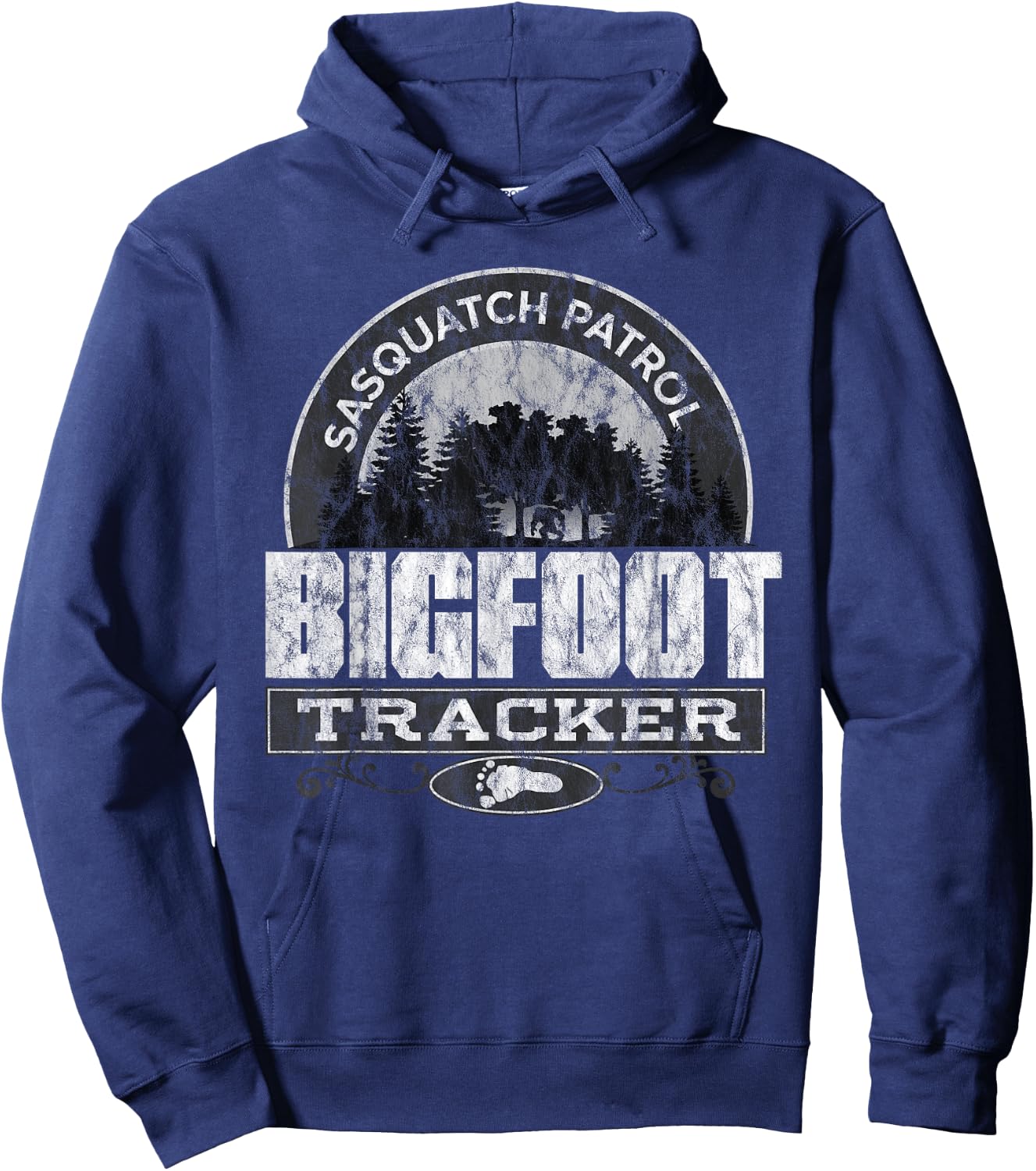 Sasquatch Patrol Big Foot Tracker I Believe Hoodie - Hoodie | Navy