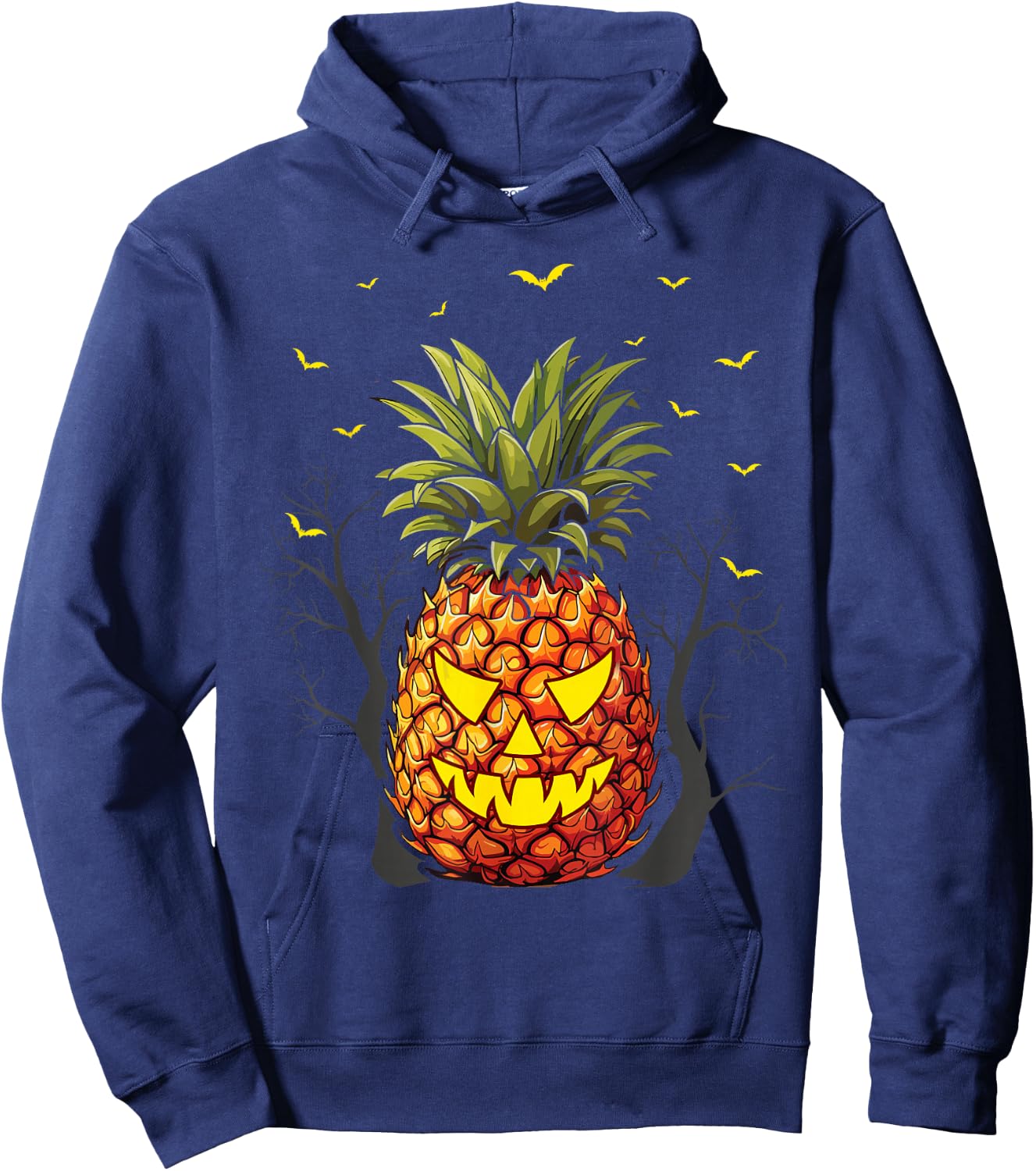 Halloween Scary Pineapple Jack o Lantern Face Hoodie - Hoodie | Navy