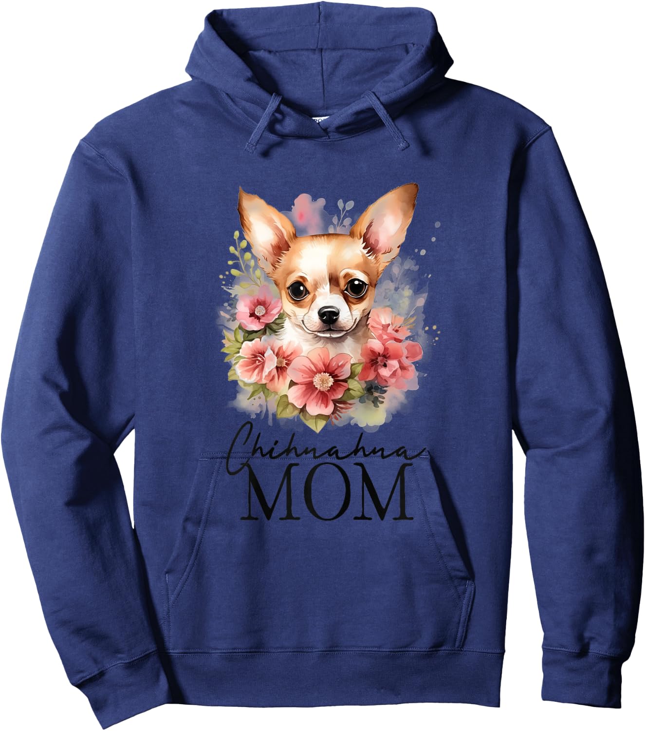 Chihuahua Mom Vintage Flowers Floral Dog Mom Hoodie - Hoodie | Navy