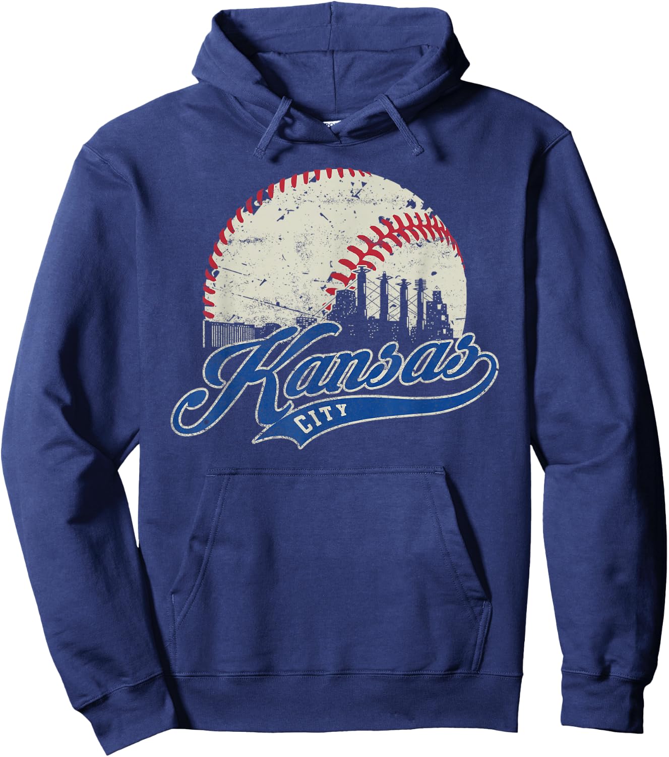 Vintage Kansas City Baseball American US Flag Hoodie - Hoodie | Navy