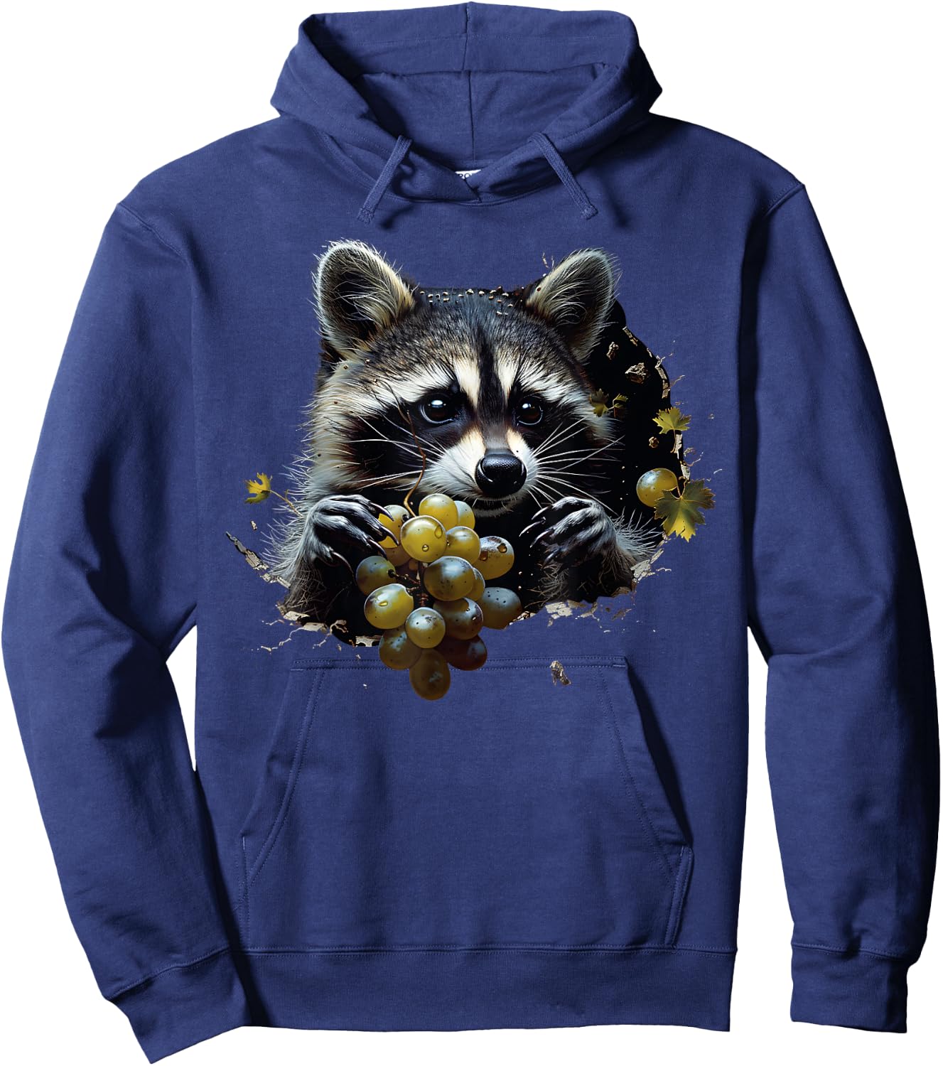Funny Raccoon Tearing Through Grapes Hoodie - Hoodie | Navy