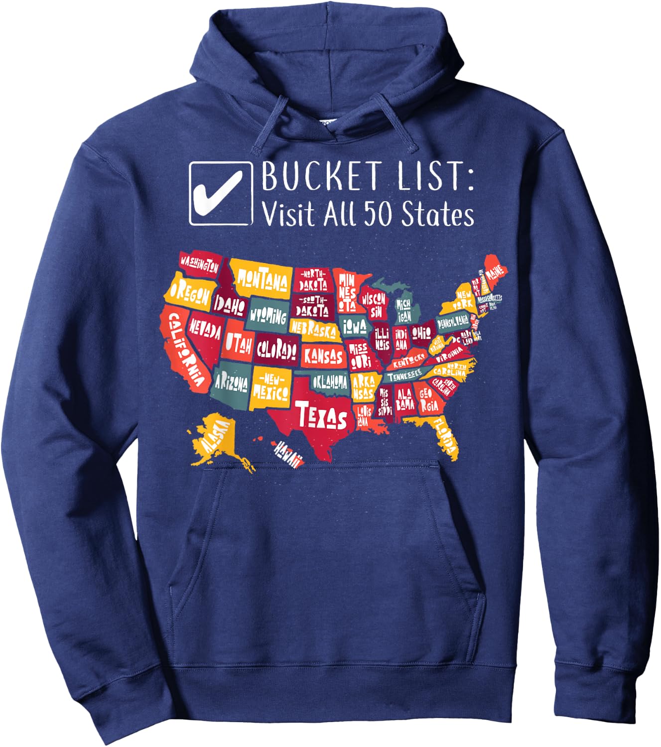 Bucket List: Visit All 50 States - Momento Hoodie - Hoodie | Navy
