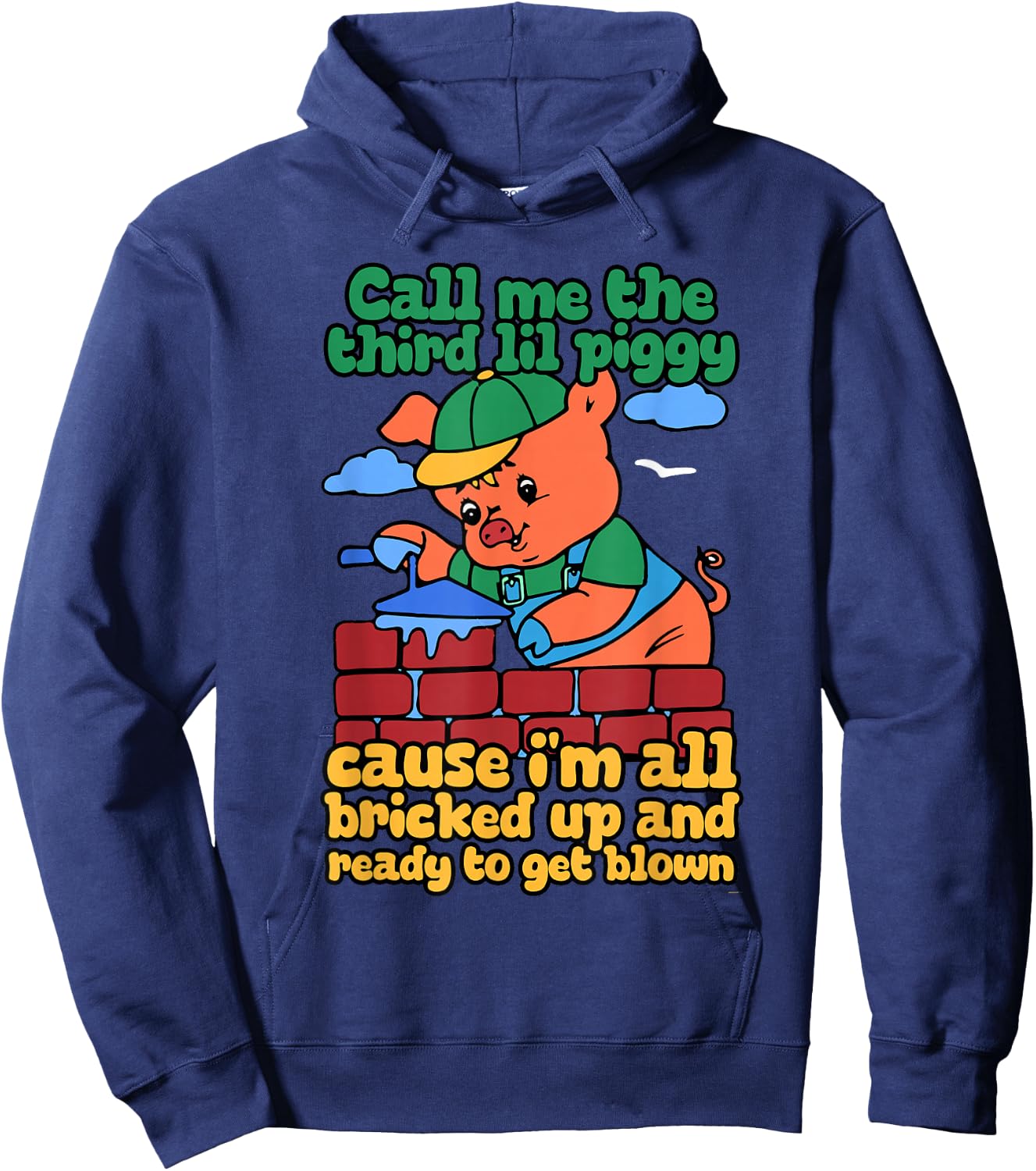 Call Me The Third Lil Piggy Hoodie - Hoodie | Navy