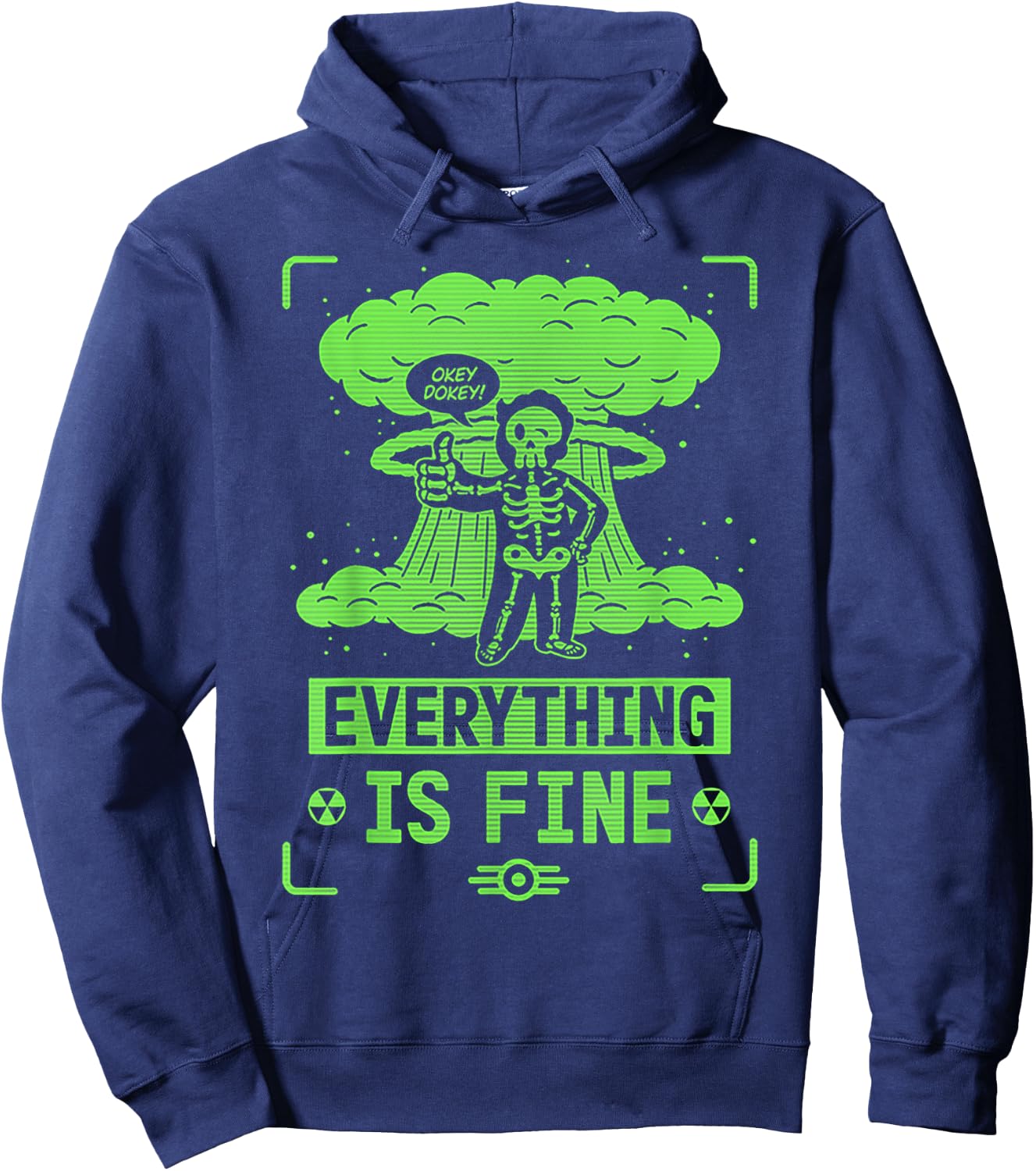 Okey Dokey Everything Is Fine Skeleton Hoodie - Hoodie | Navy