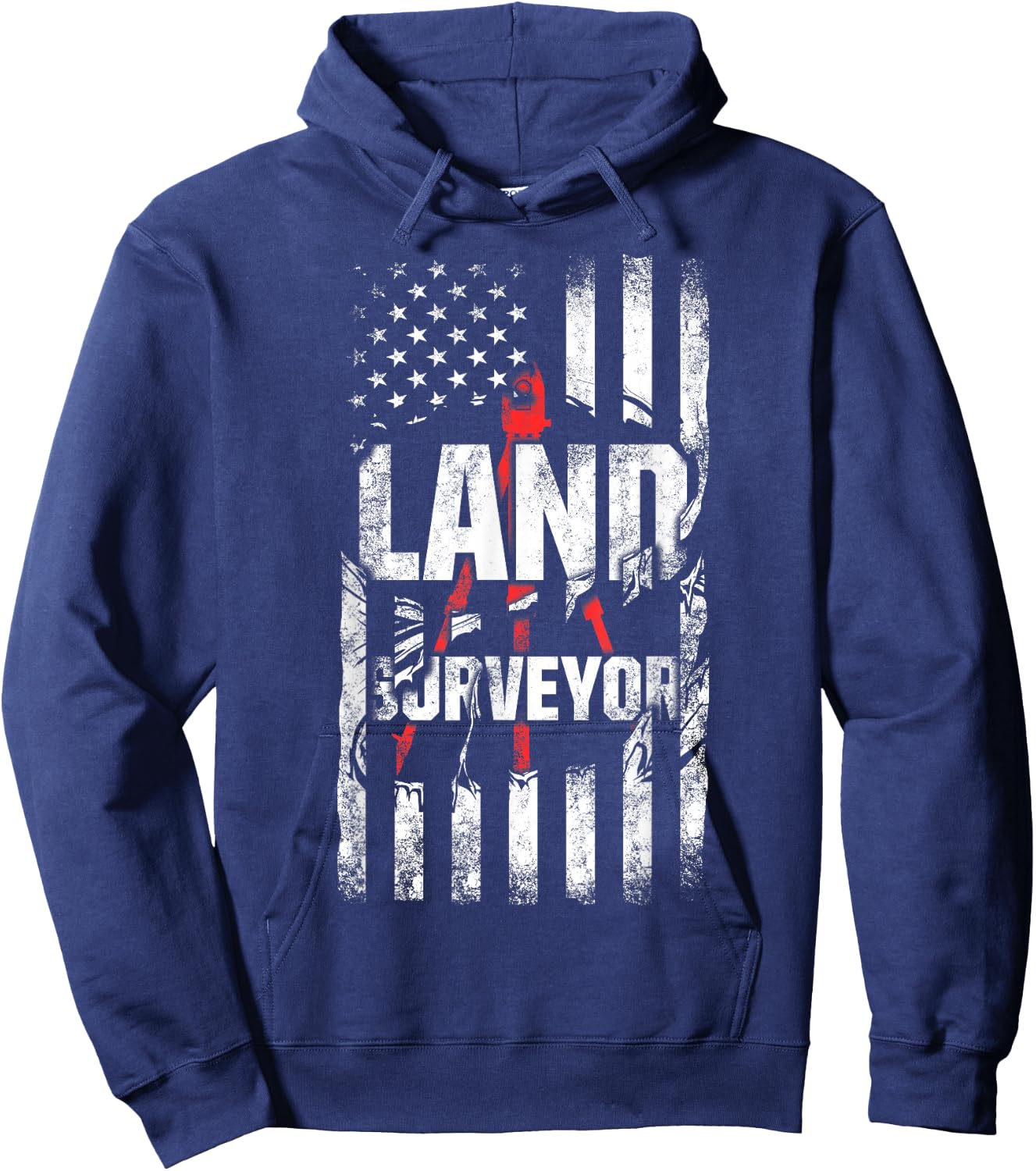 Land Surveying Flag Funny Surveyor Gifts Hoodie - Hoodie | Navy