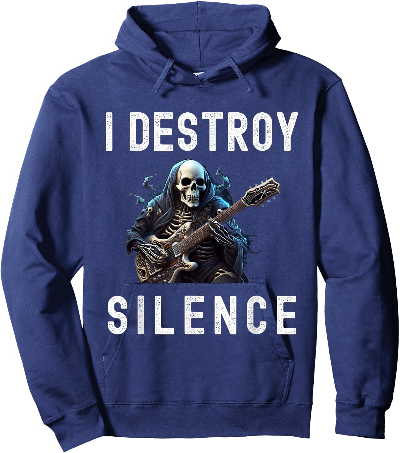 I Destroy Silence Ghost Guitar Funny Guitar Hoodie - Hoodie | Navy
