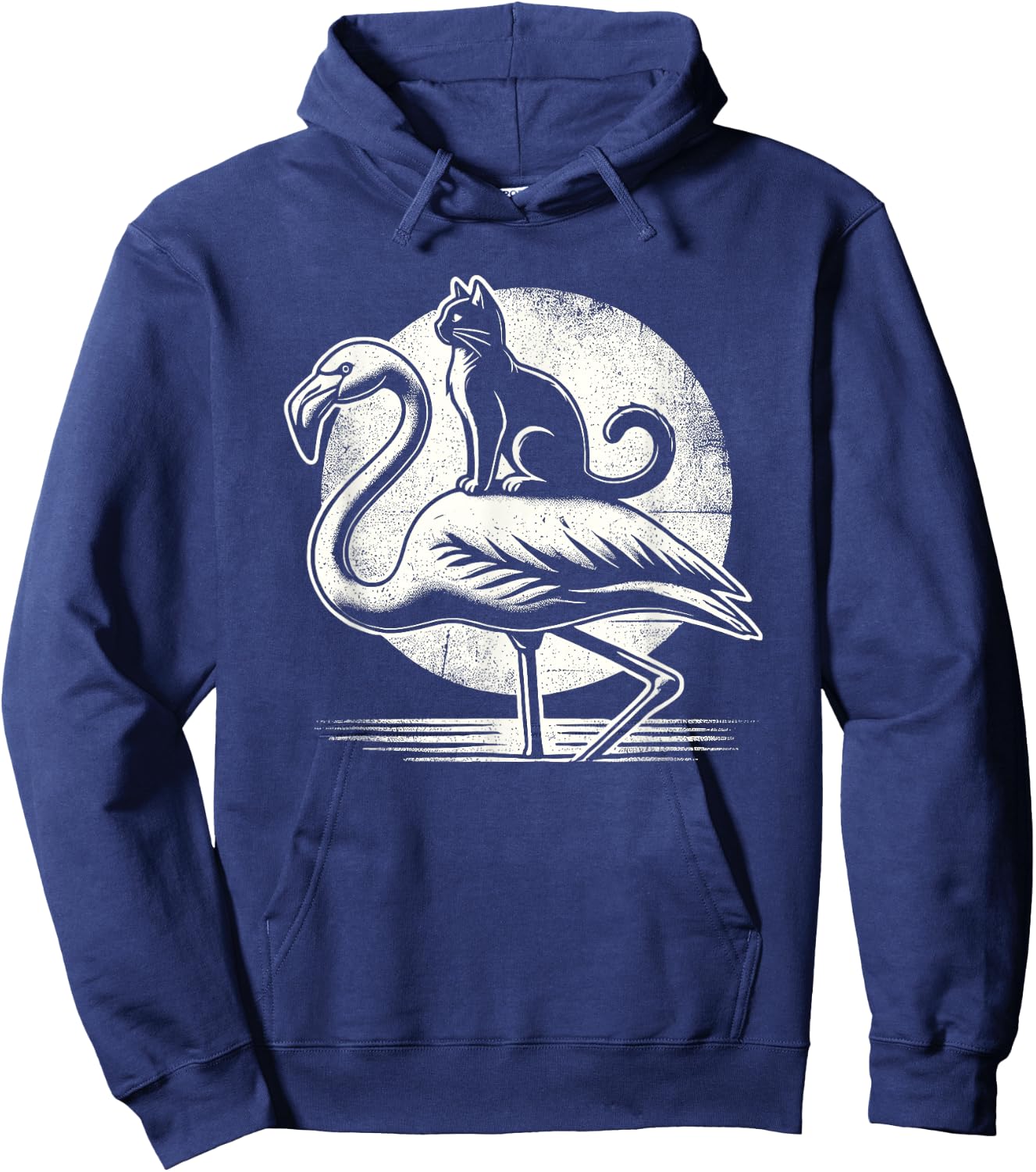 Cat Riding a Flamingo Funny Hoodie - Hoodie | Navy