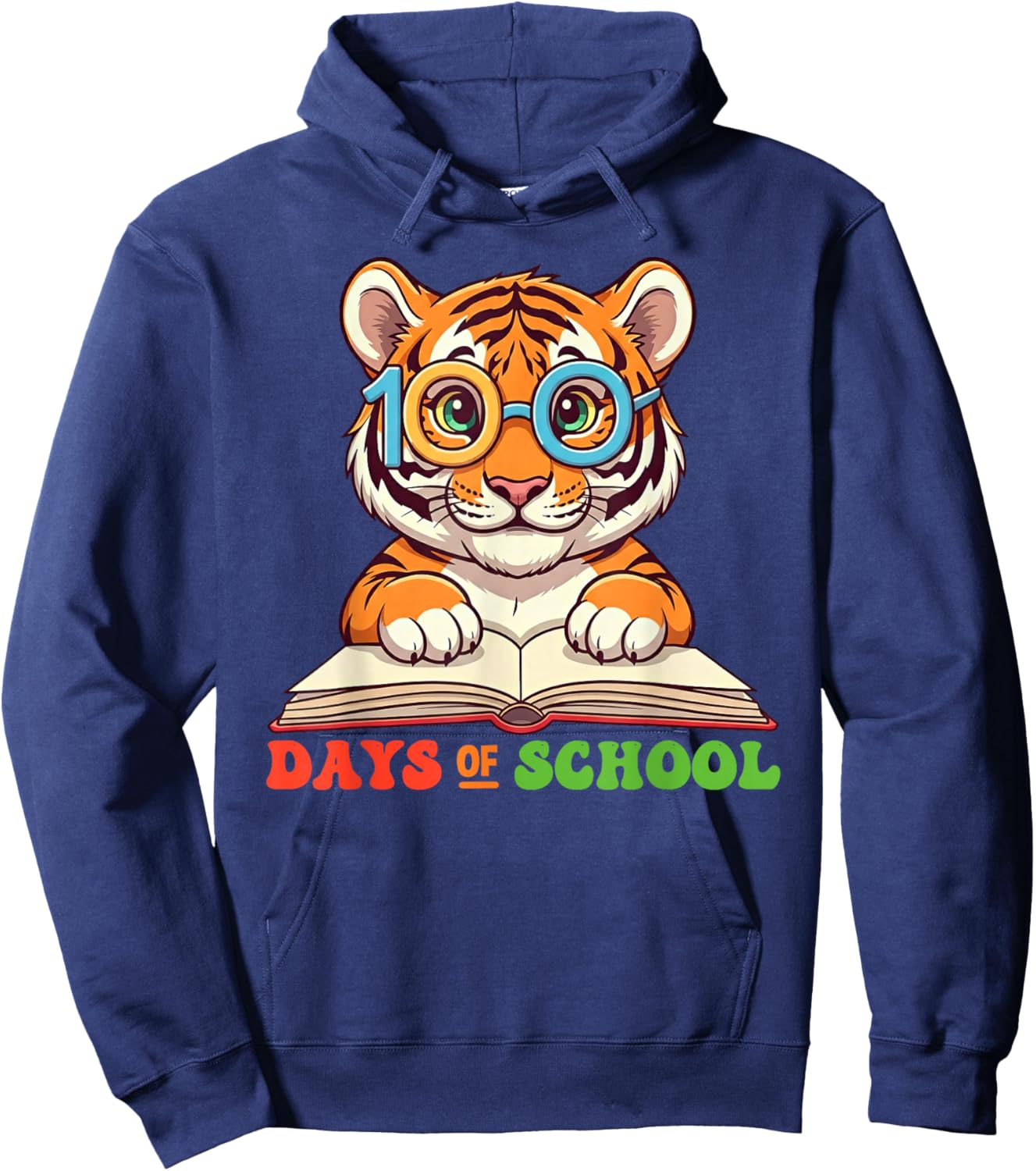 Funny Tiger 100th Day Of School Teacher Kids Hoodie - Hoodie | Navy