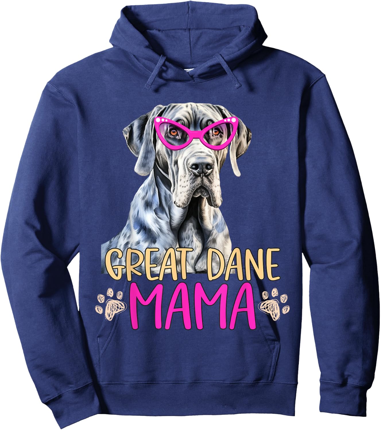 Great Dane Dog Breed Mama Cute Puppy Mother Hoodie - Hoodie | Navy