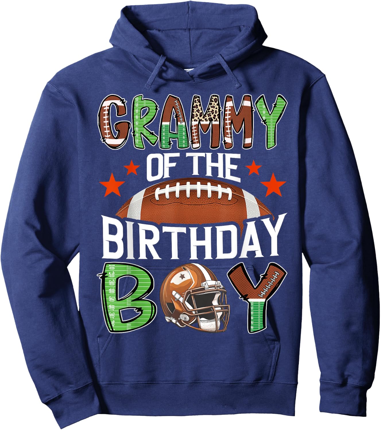 Grammy Of The Birthday Boy Game Day Football Hoodie - Hoodie | Navy