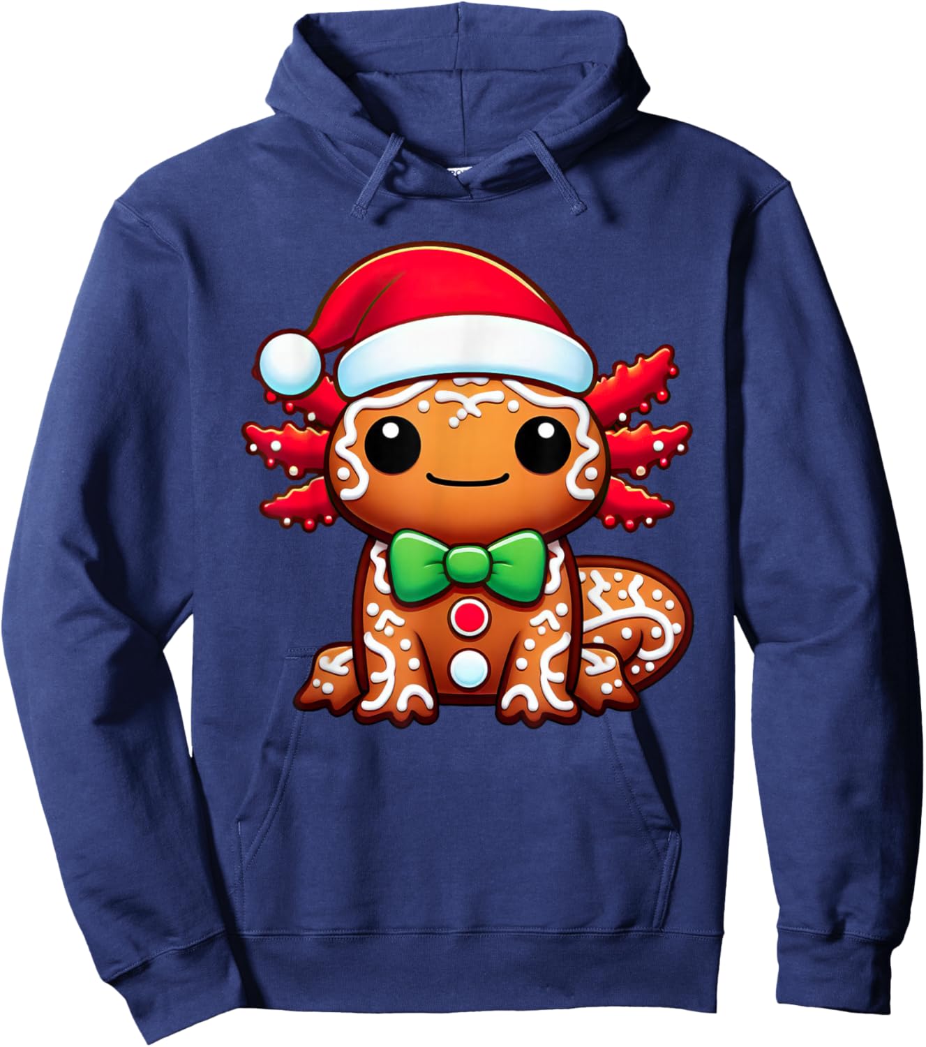 Funny Gingerbread Man Axolotl Christmas Kids Hoodie - Hoodie | Navy