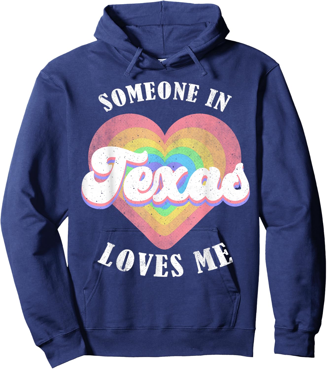 Someone in Texas Loves Me Heart Retro Groovy Hoodie - Hoodie | Navy