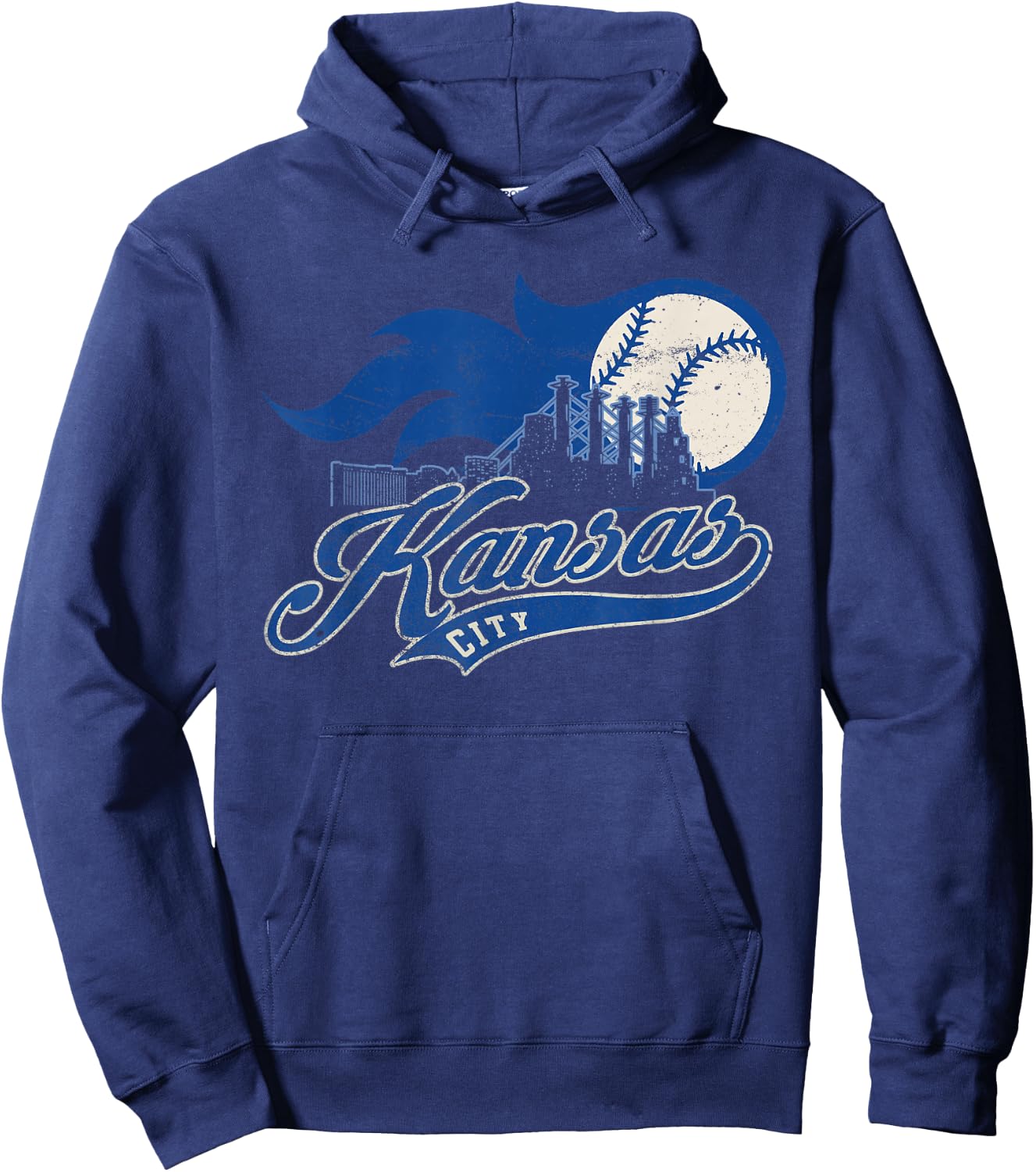 Vintage Kansas City Baseball American US Flag Hoodie - Hoodie | Navy