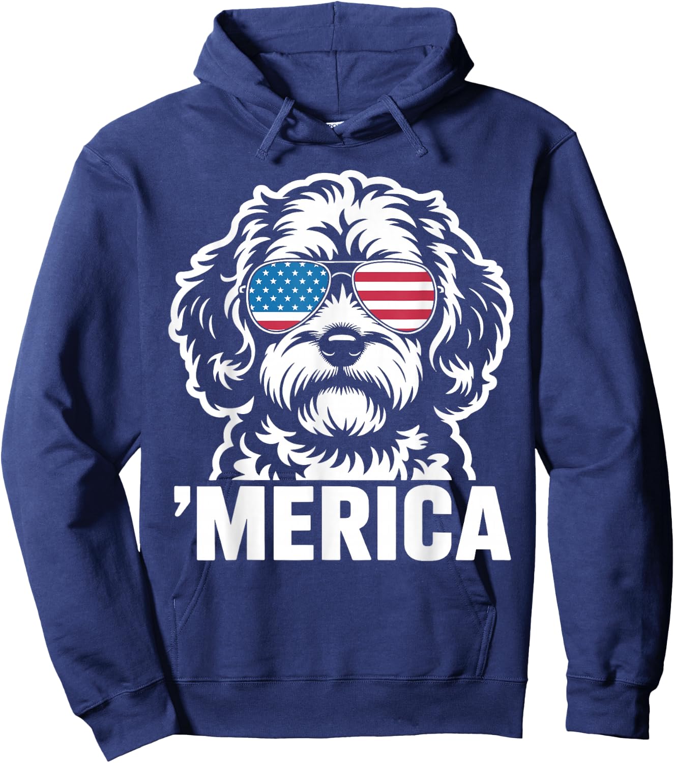Patriotic USA American Flag 4th of July Cavapoo Hoodie - Hoodie | Navy
