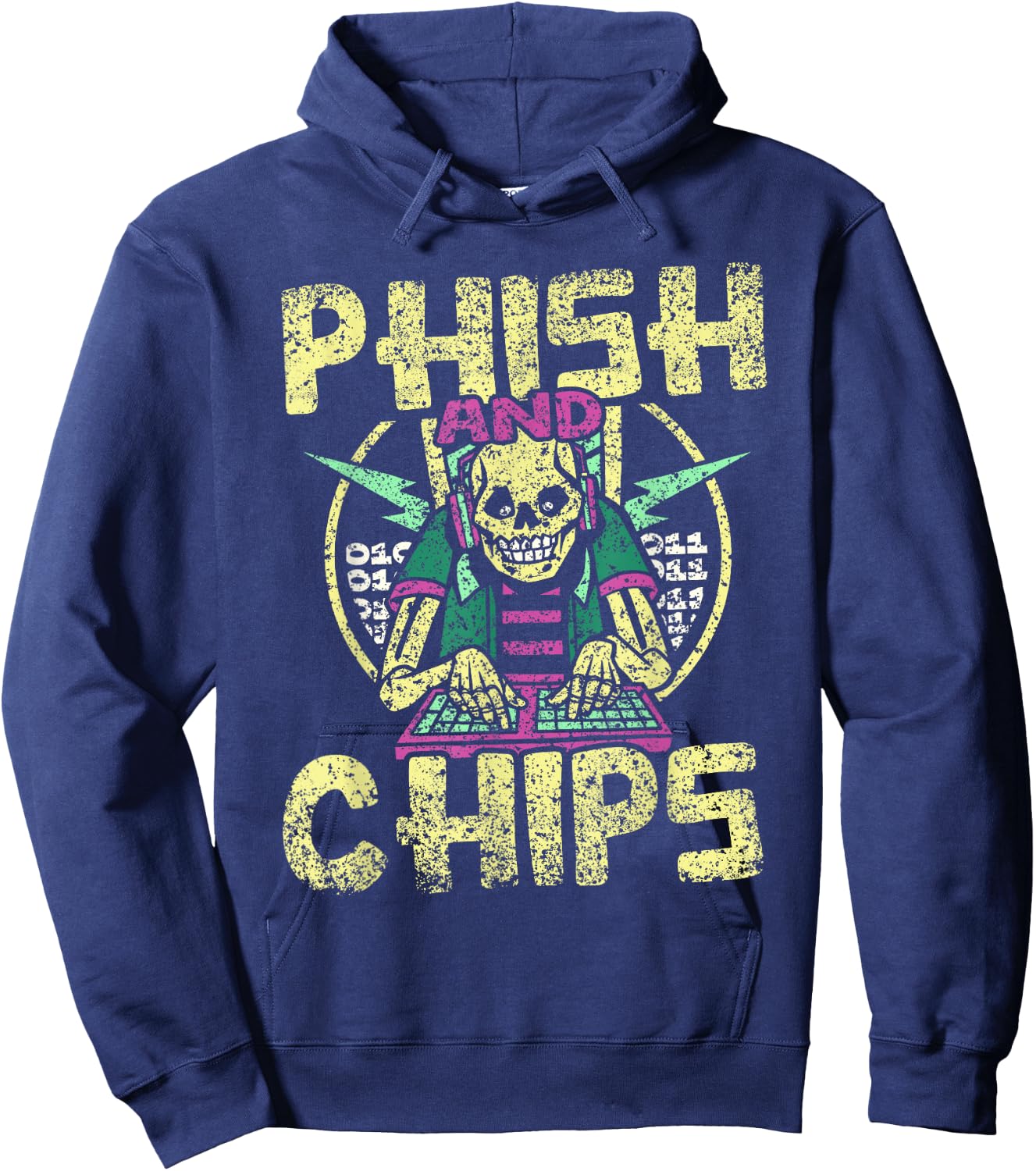 Phish And Chips Hacking Hack It Computer Hacker Hoodie - Hoodie | Navy