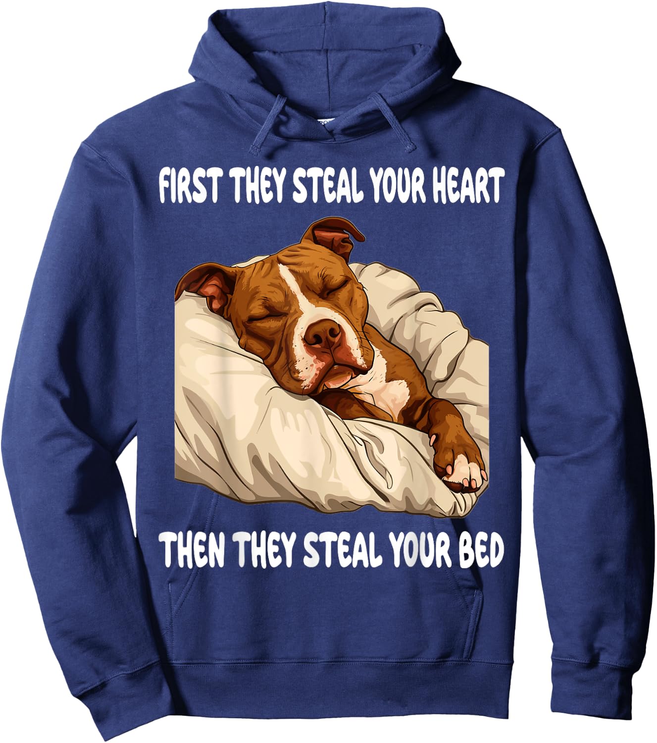 Pitbull Sleeping Pajamas Nightgown Hoodie - Hoodie | Navy