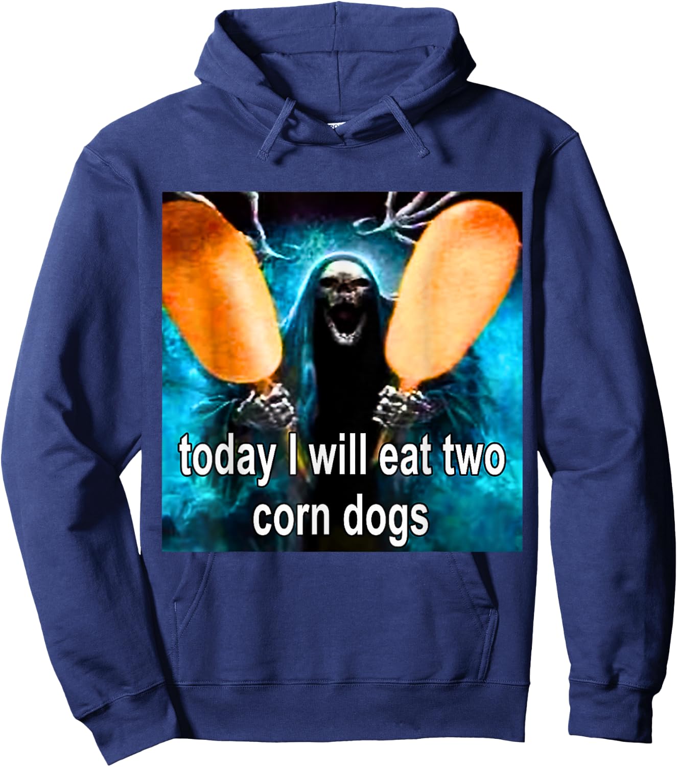 Today I Will Eat Two Corn Dogs Meme Hoodie - Hoodie | Navy