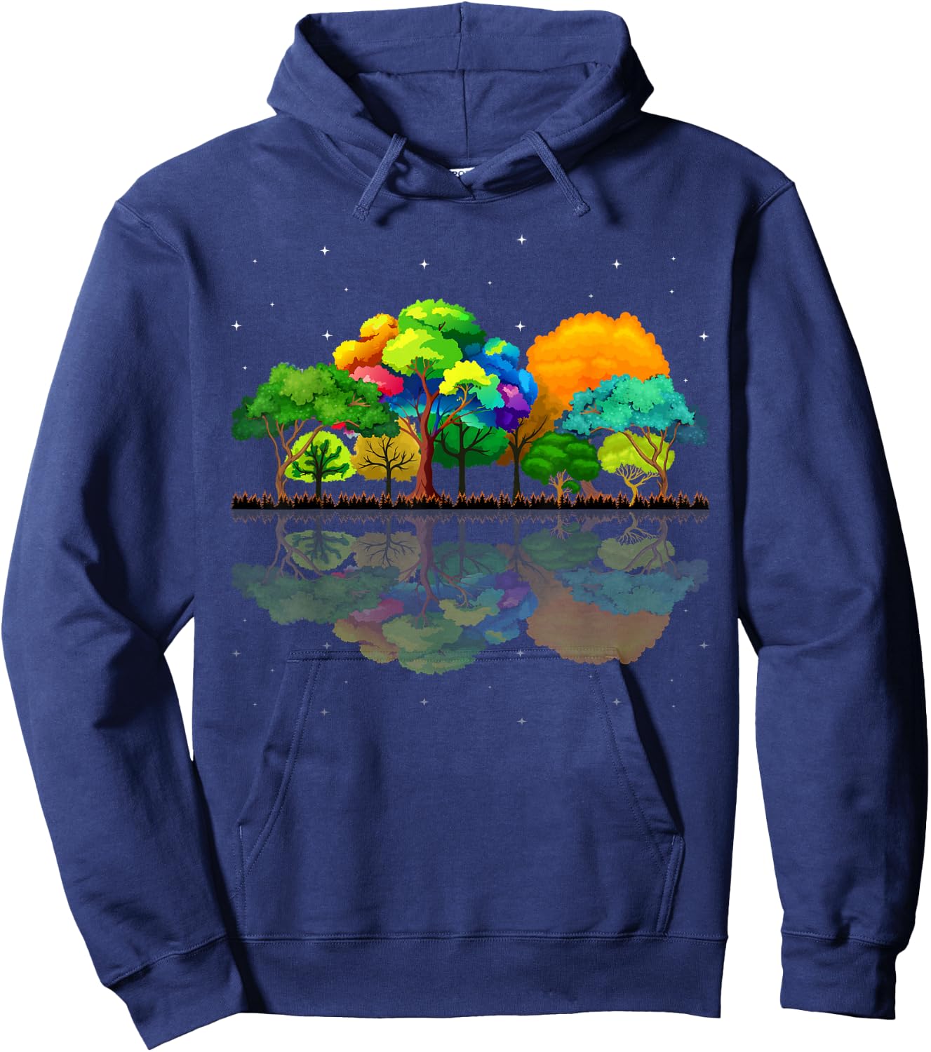 Nature Reflection Forest Trees Outdoor Wildlife Hoodie - Hoodie | Navy