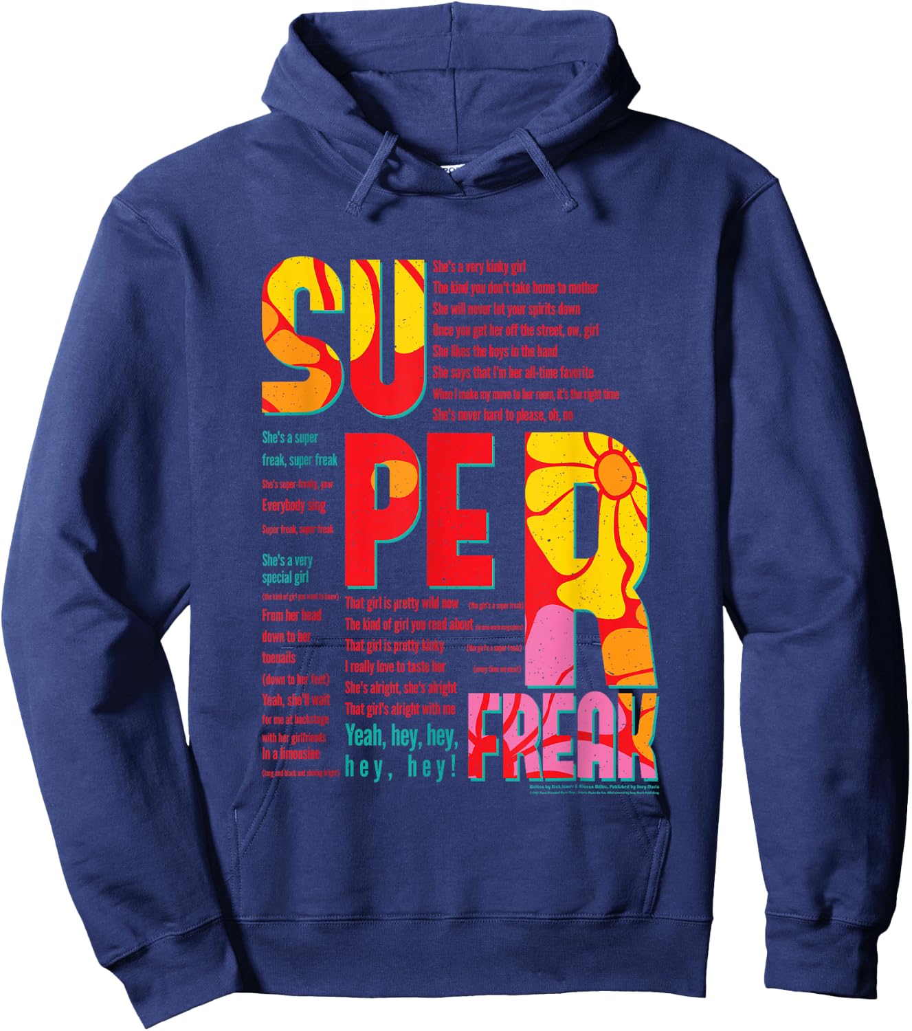 Super Freak Lyrics Rick James Motown Records Hoodie - Hoodie | Navy