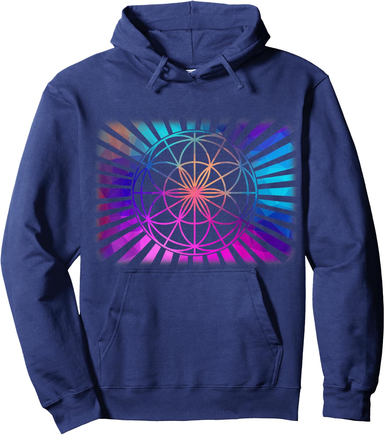 Sacred Geometry Geometric Flower Of Life Hoodie - Hoodie | Navy
