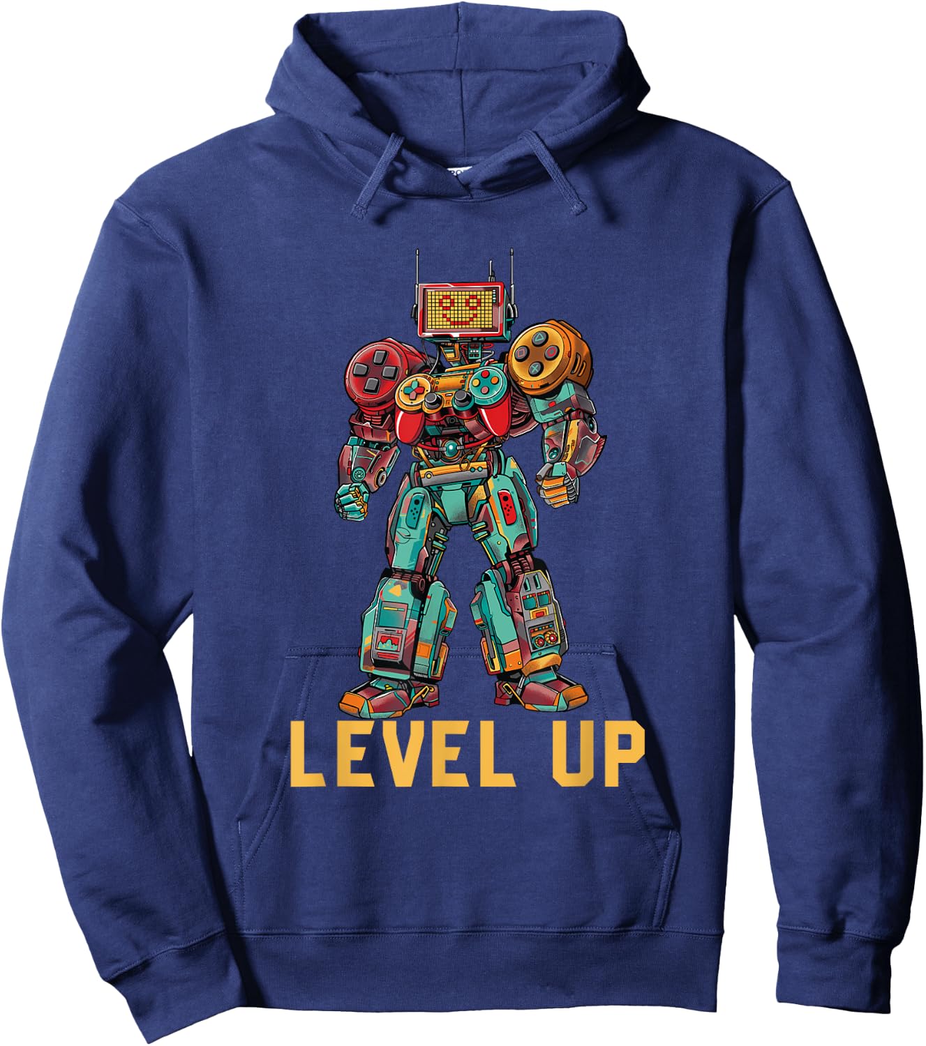 Level up Gamer Robot game controller graphic Hoodie - Hoodie | Navy