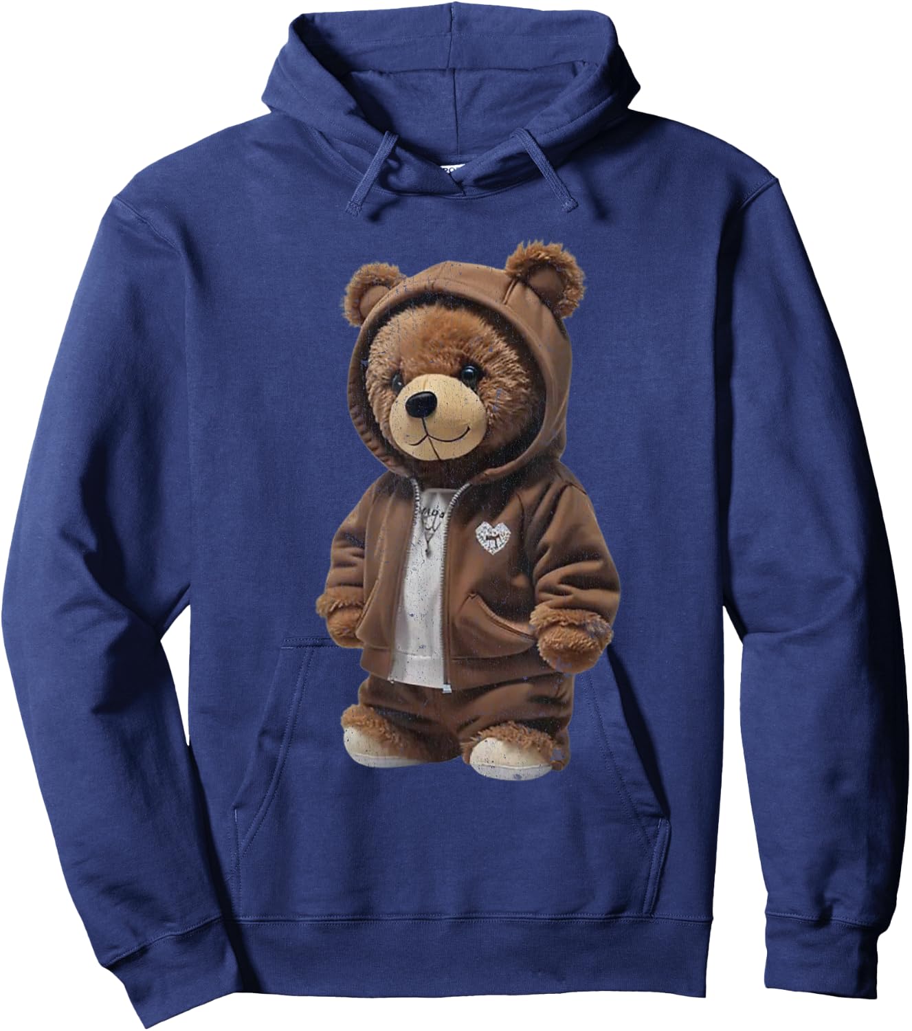 Cute Plush Bear in Brown Outfit Hoodie - Hoodie | Navy