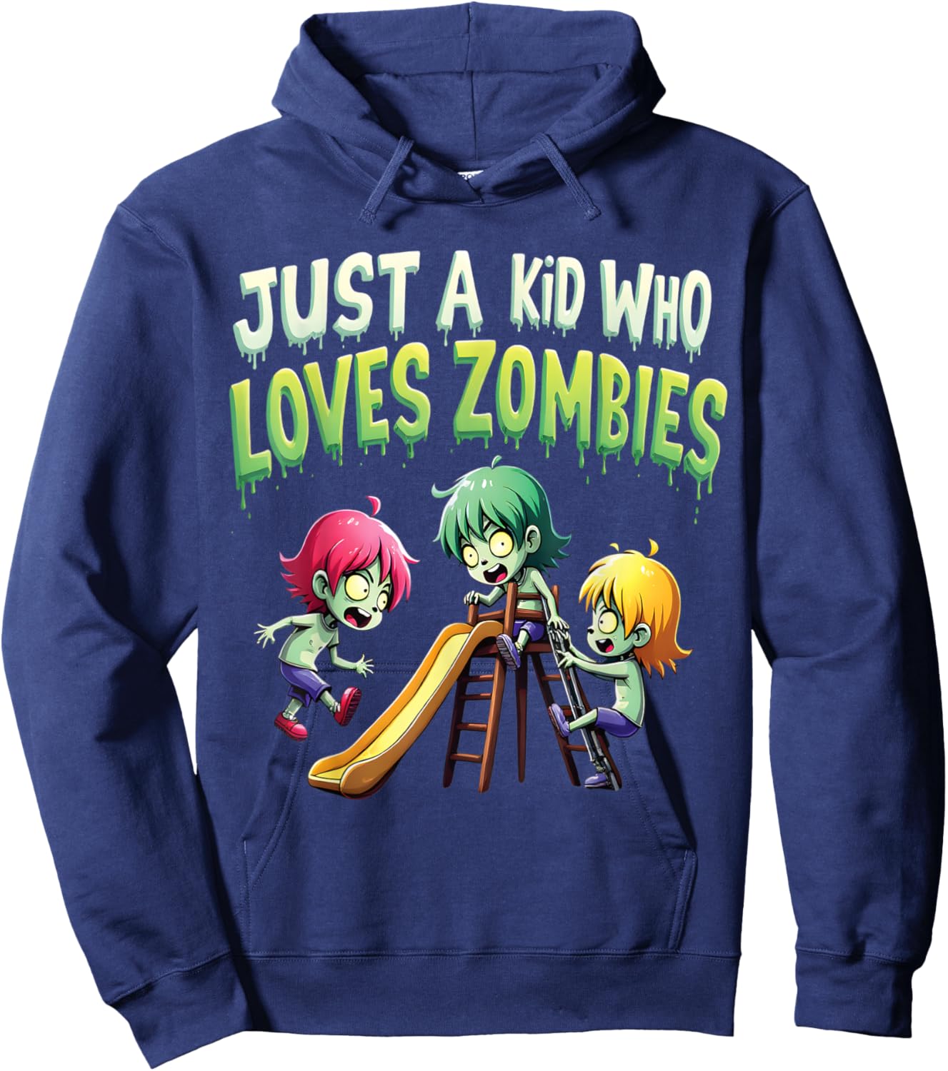 Just A Kid Who Loves Zombies Playful Halloween Hoodie - Hoodie | Navy