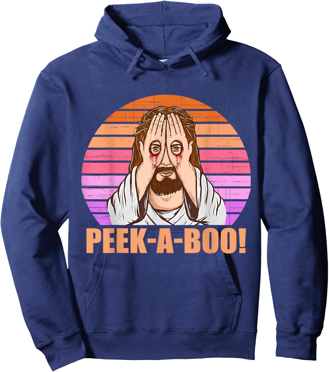 Funny Peek-A-Boo Jesus Looking Vintage Quote Hoodie - Hoodie | Navy