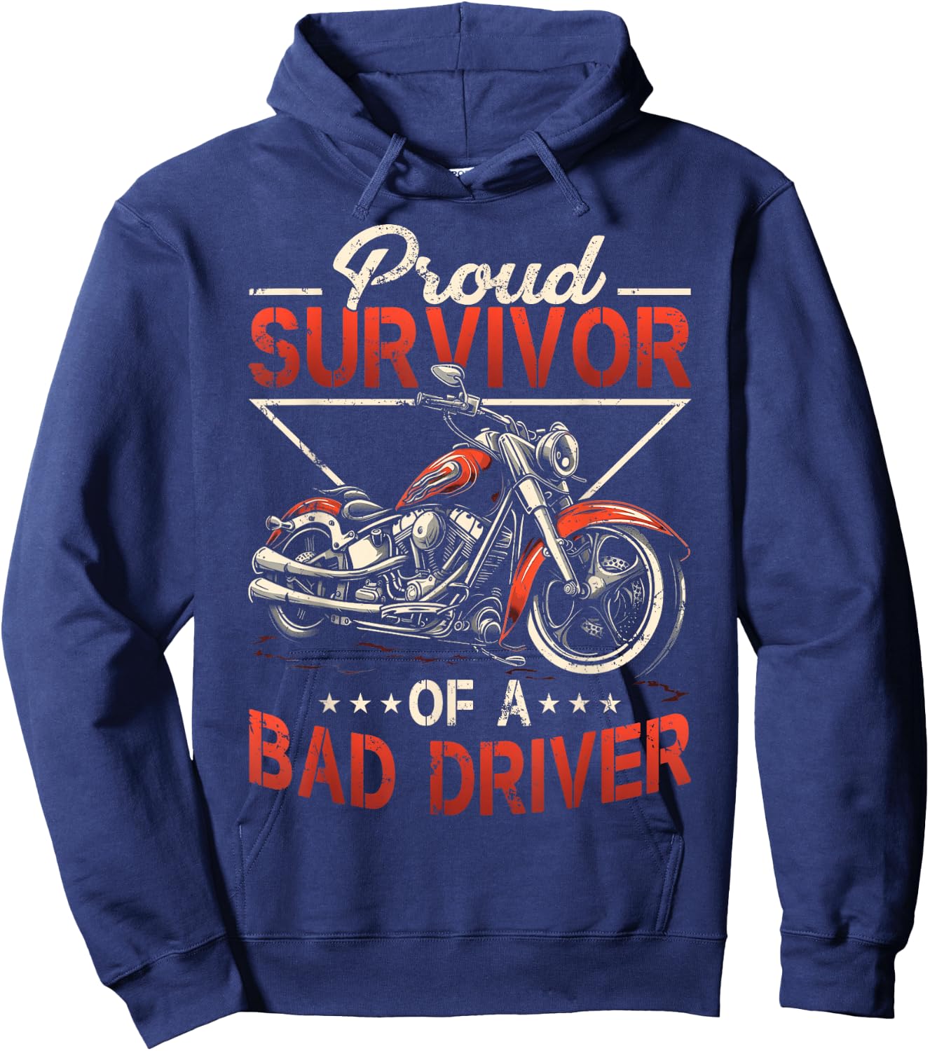Proud Survivor Of A Bad Driver Motorcycle Rider Hoodie - Hoodie | Navy