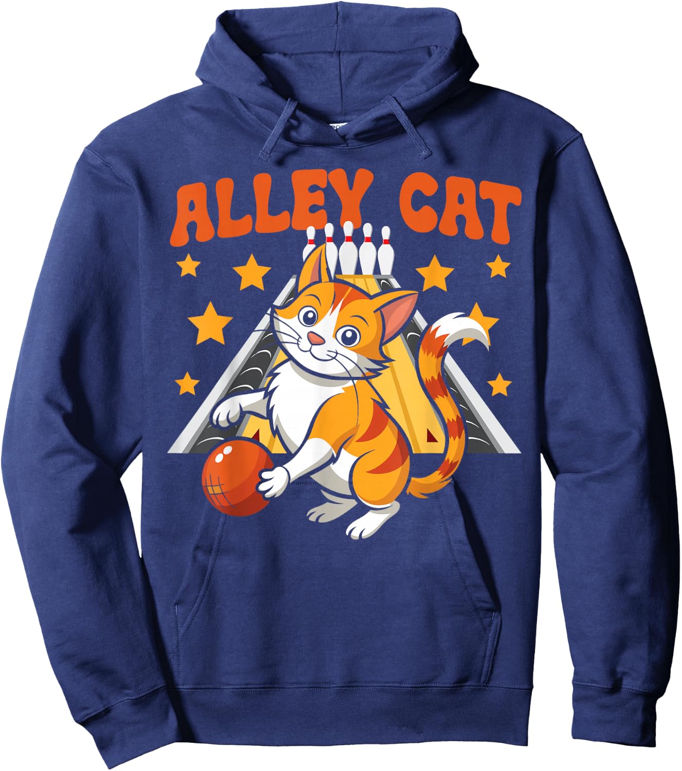 Funny Bowling Cat Pun Alley Cat Hoodie - Hoodie | Navy