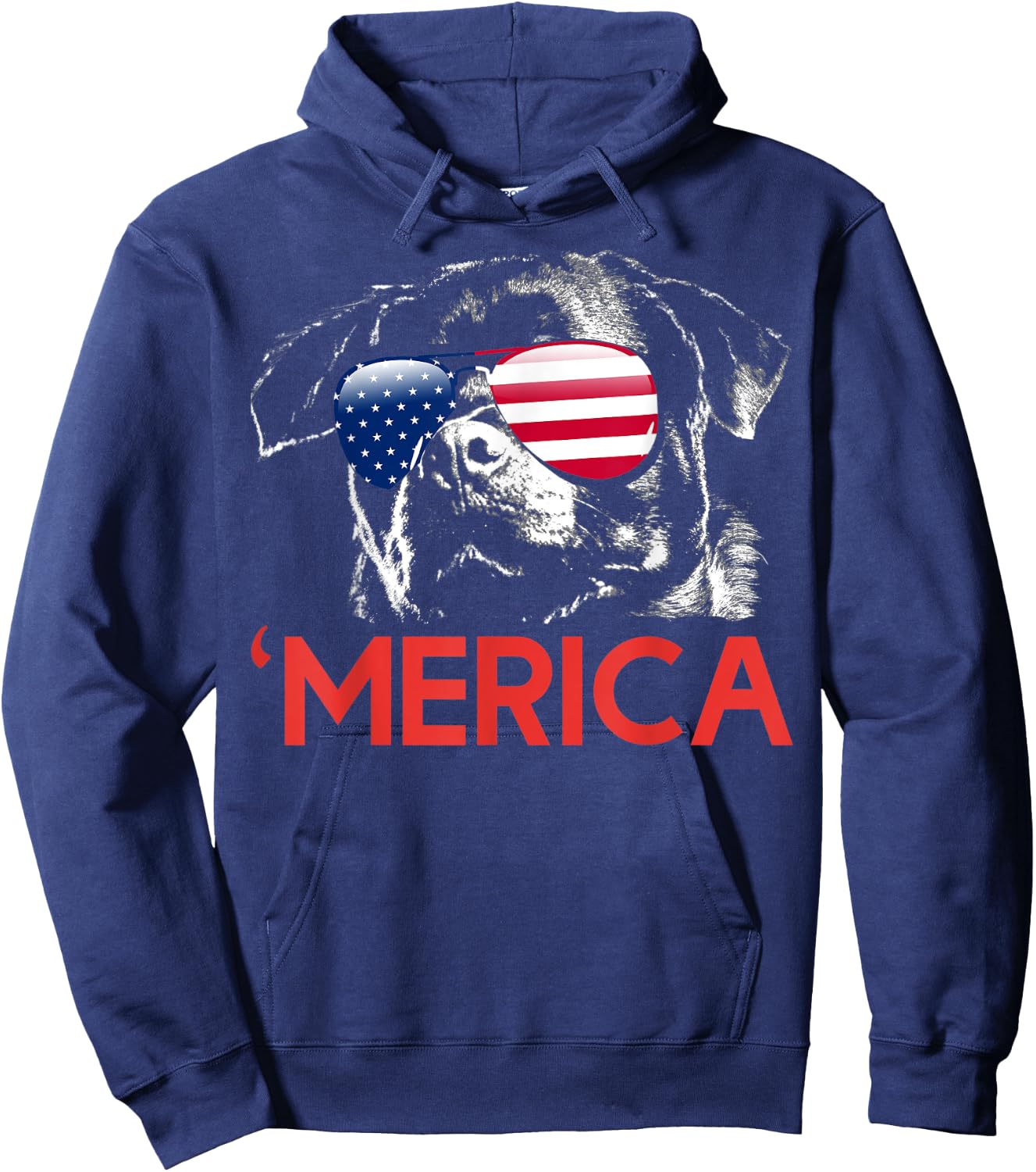 Merica Rottweiler American Flag 4th of July Hoodie - Hoodie | Navy