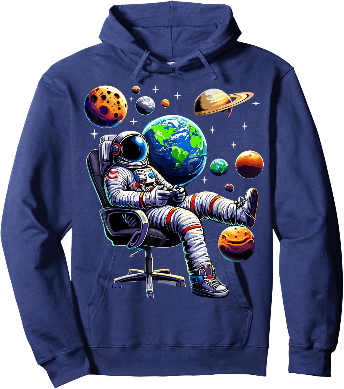 Astronaut Gamer Space Gaming System Planets Hoodie - Hoodie | Navy