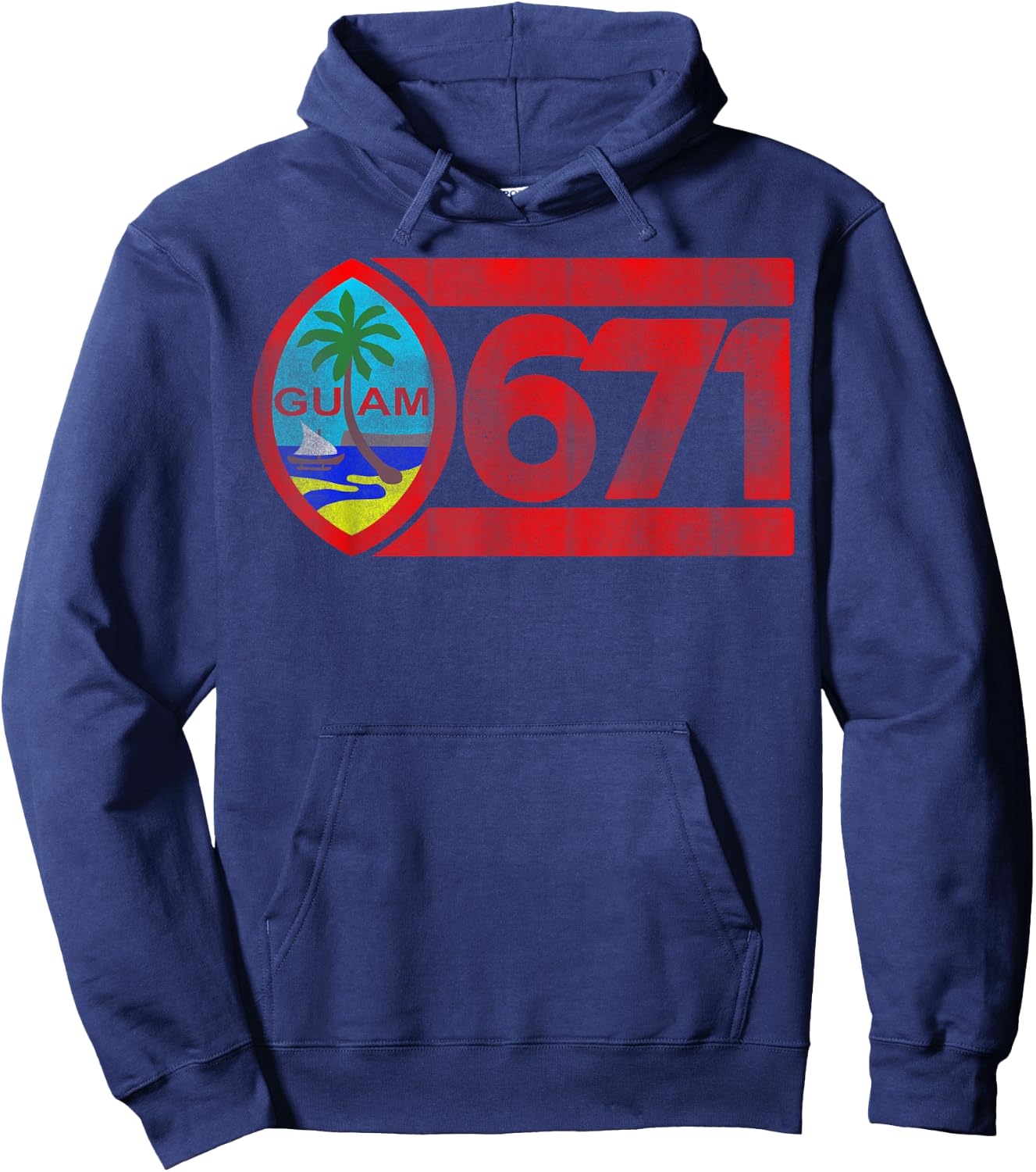Guam Seal 671 Old School Faded T Shirt Hoodie - Hoodie | Navy