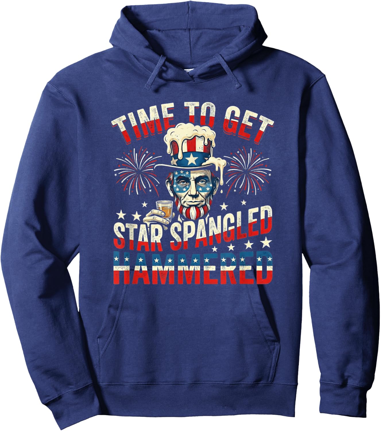 Time to Get Star Spangled Hammered 4th of July Hoodie - Hoodie | Navy