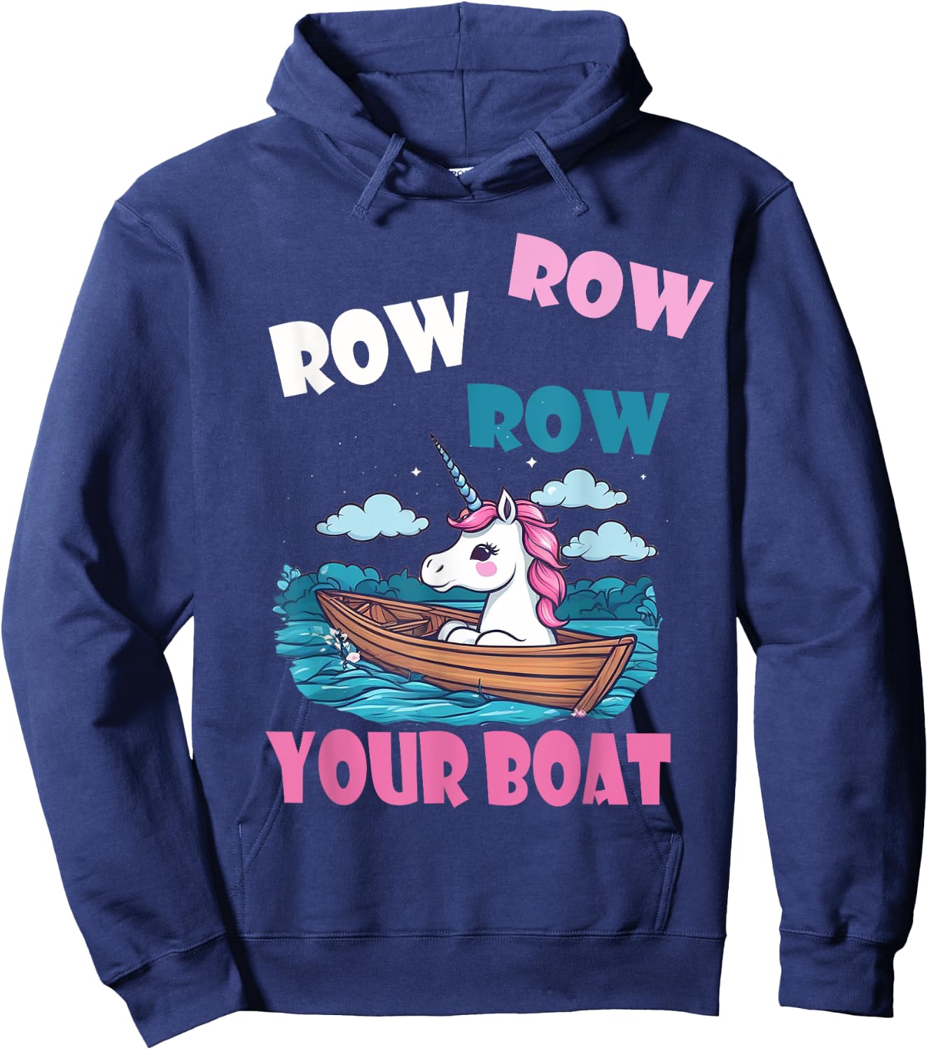 Row Row Row Your Boat Cute Unicorn Funny Kids Hoodie - Hoodie | Navy