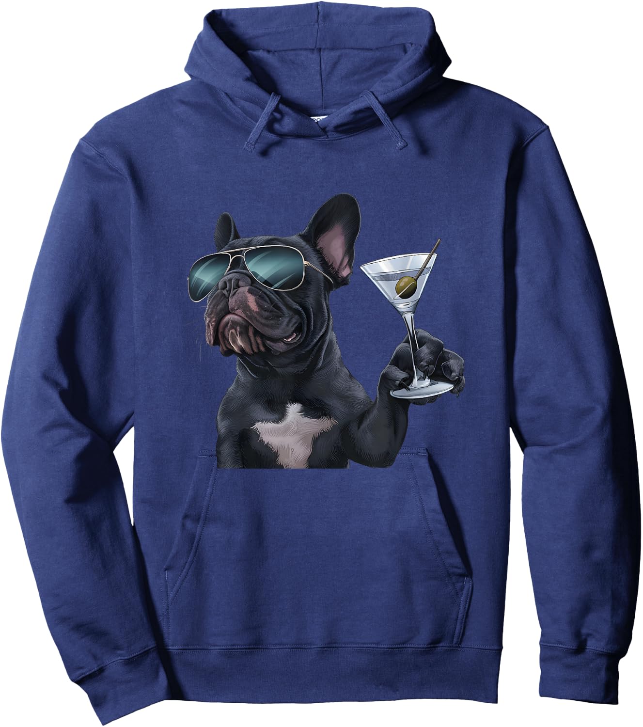 French Bulldog Drinking Martini Hoodie - Hoodie | Navy