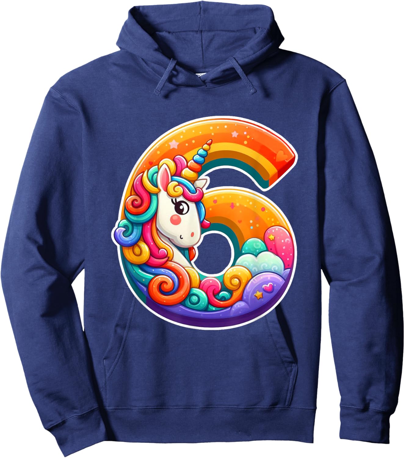 Unicorn 6th Birthday Girl 6 Years Old Hoodie - Hoodie | Navy